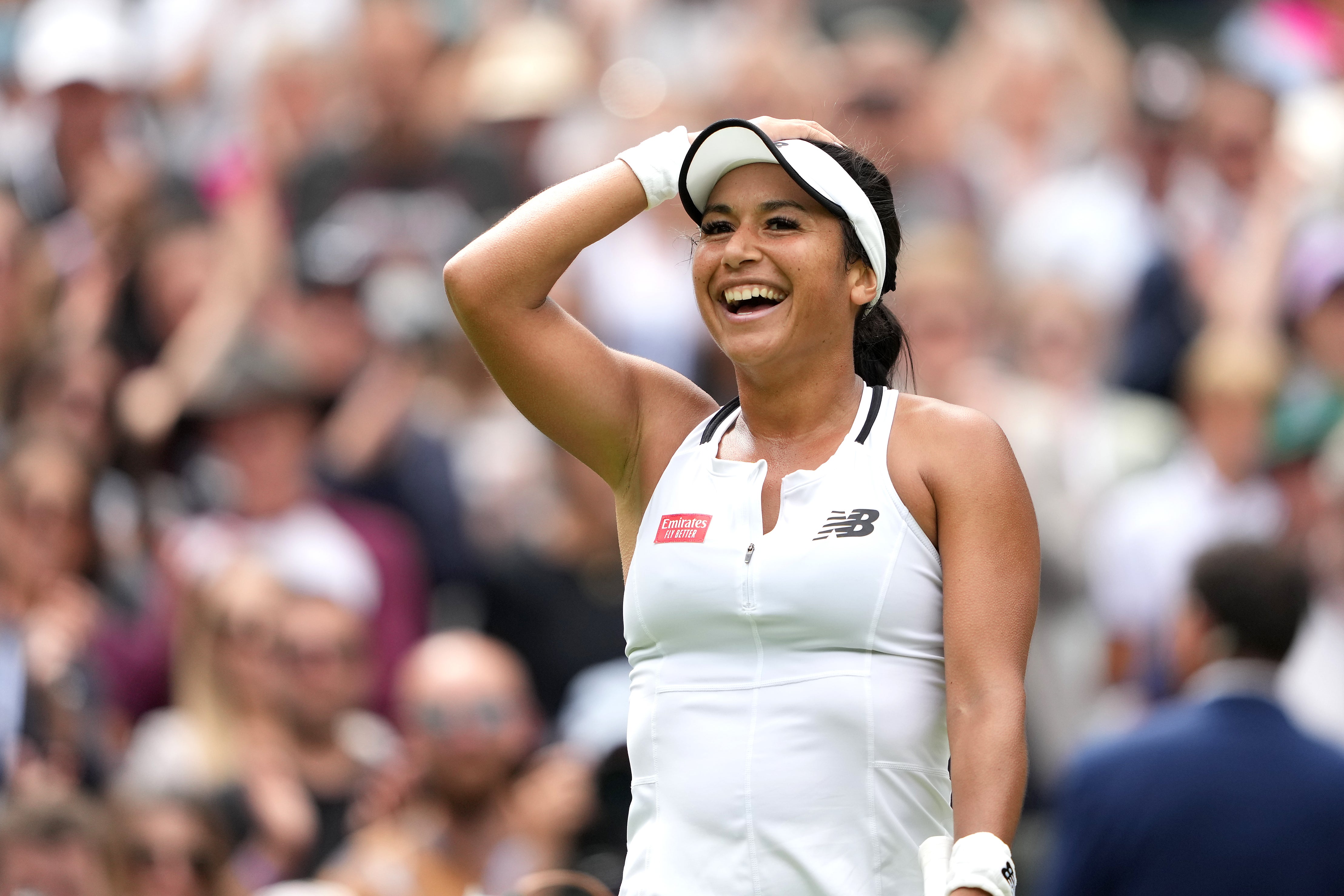 Great Britain’s Heather Watson celebrates victory against Kaja Juvan on Friday (Zac Goodwin/PA)