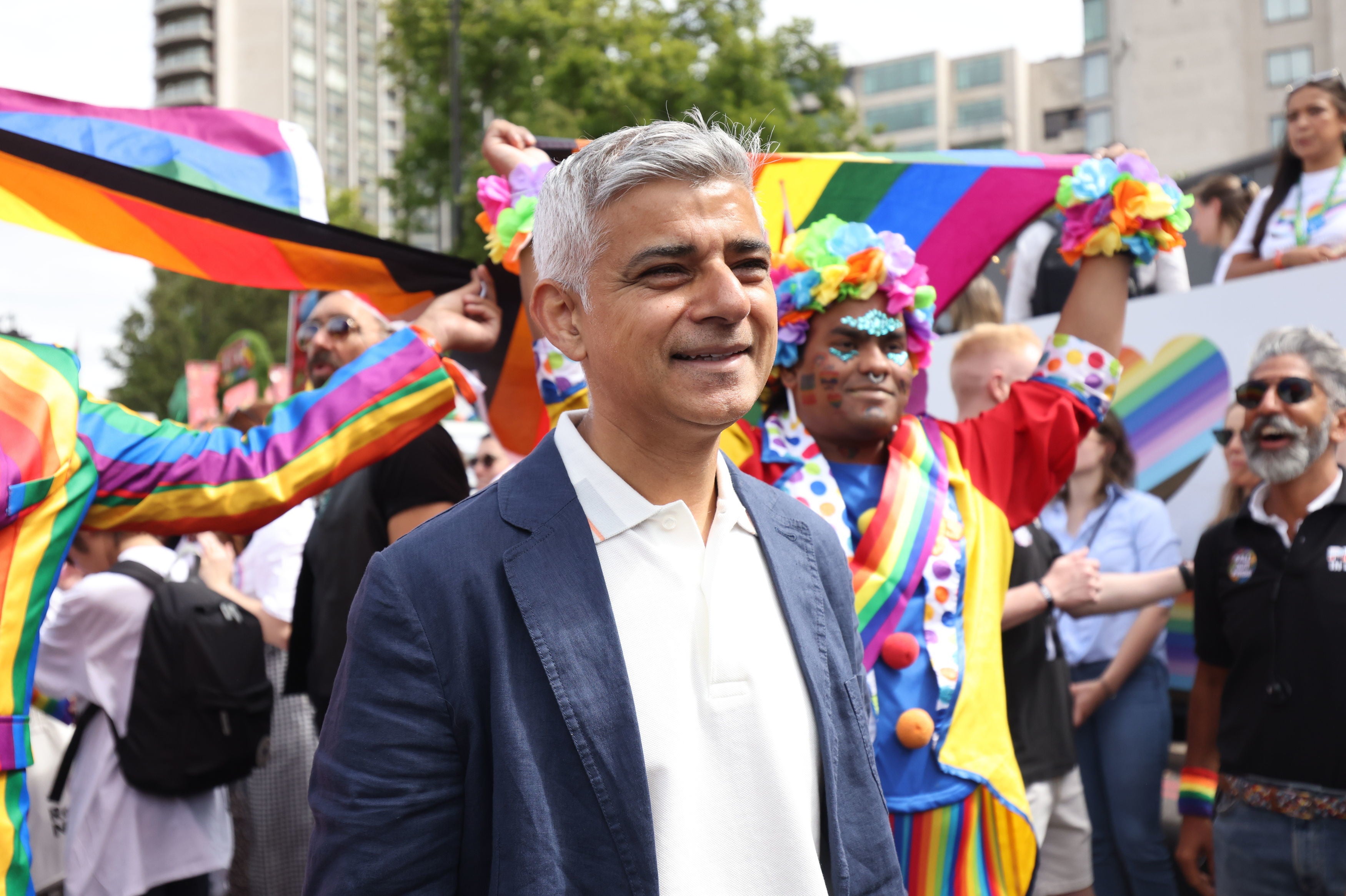 Mayor of London Sadiq Khan speaking to the media before the Pride in London parade