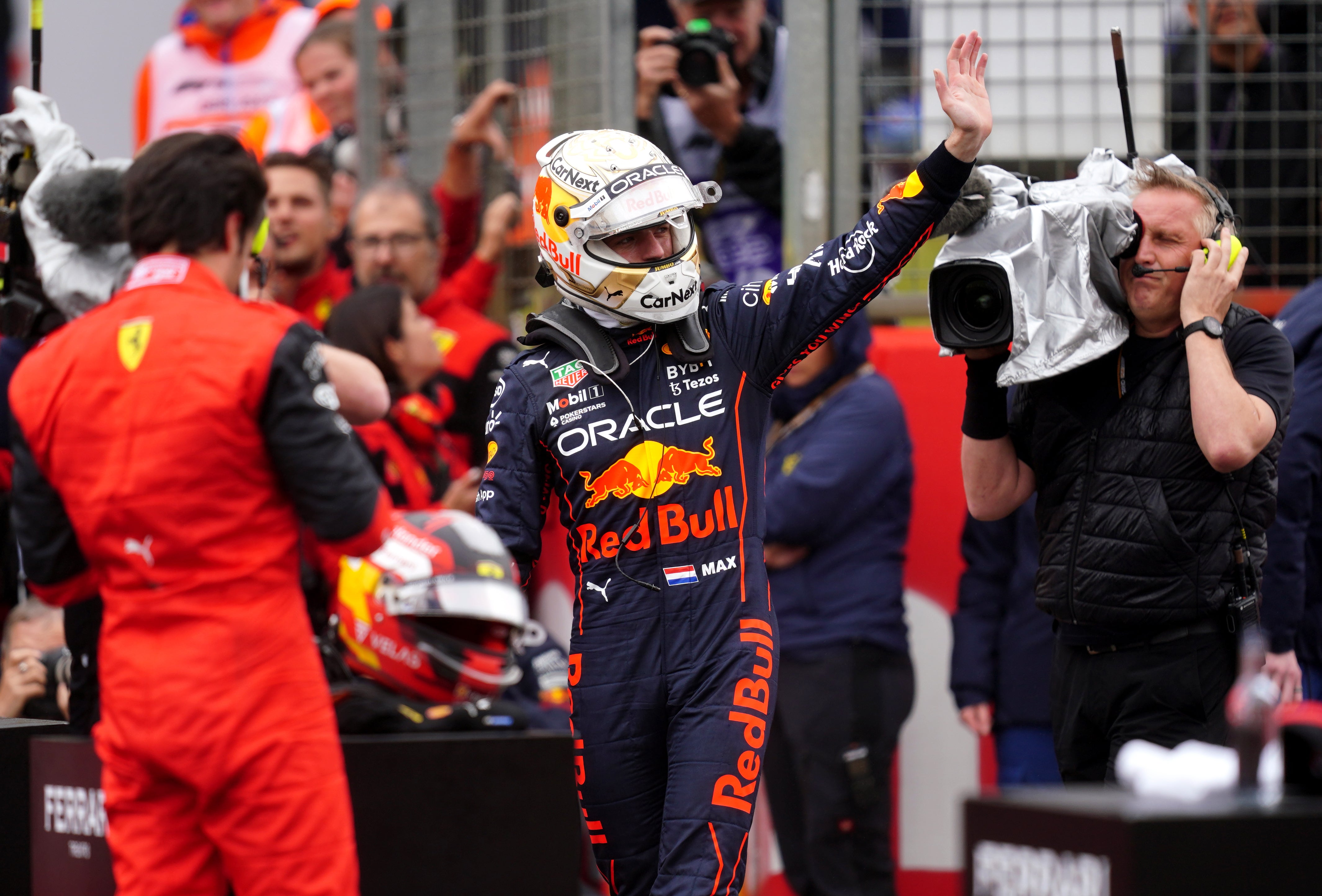 Red Bull’s Max Verstappen gestures after finishing second in qualifying (David Davies/PA)