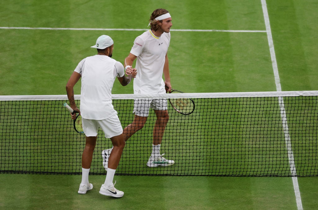 The spat between Kyrgios and Tsitsipas escalted after they shook hands at the net