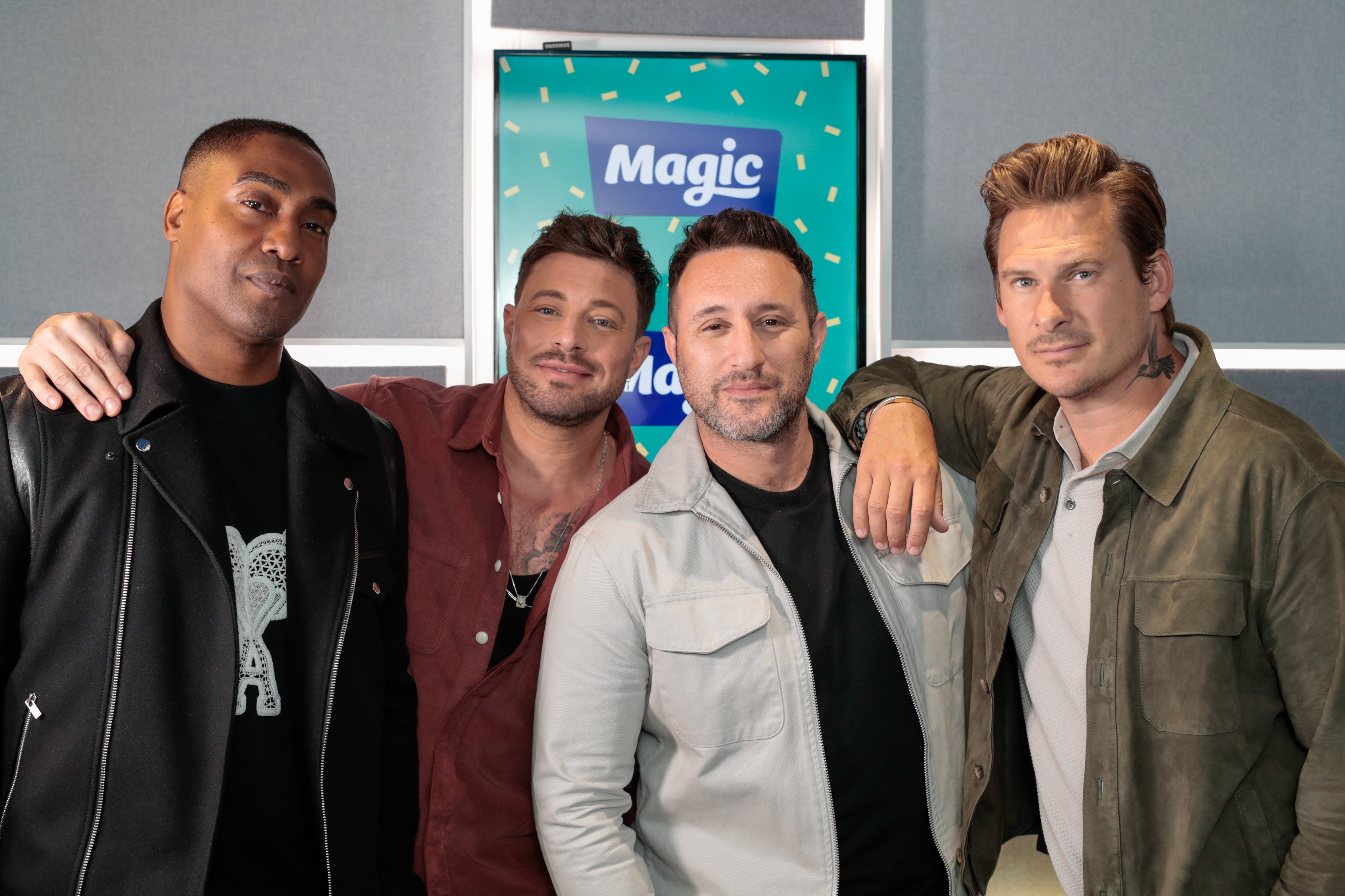 Simon Webbe, Duncan James, Antony Costa and Lee Ryan of Blue visit Magic Radio