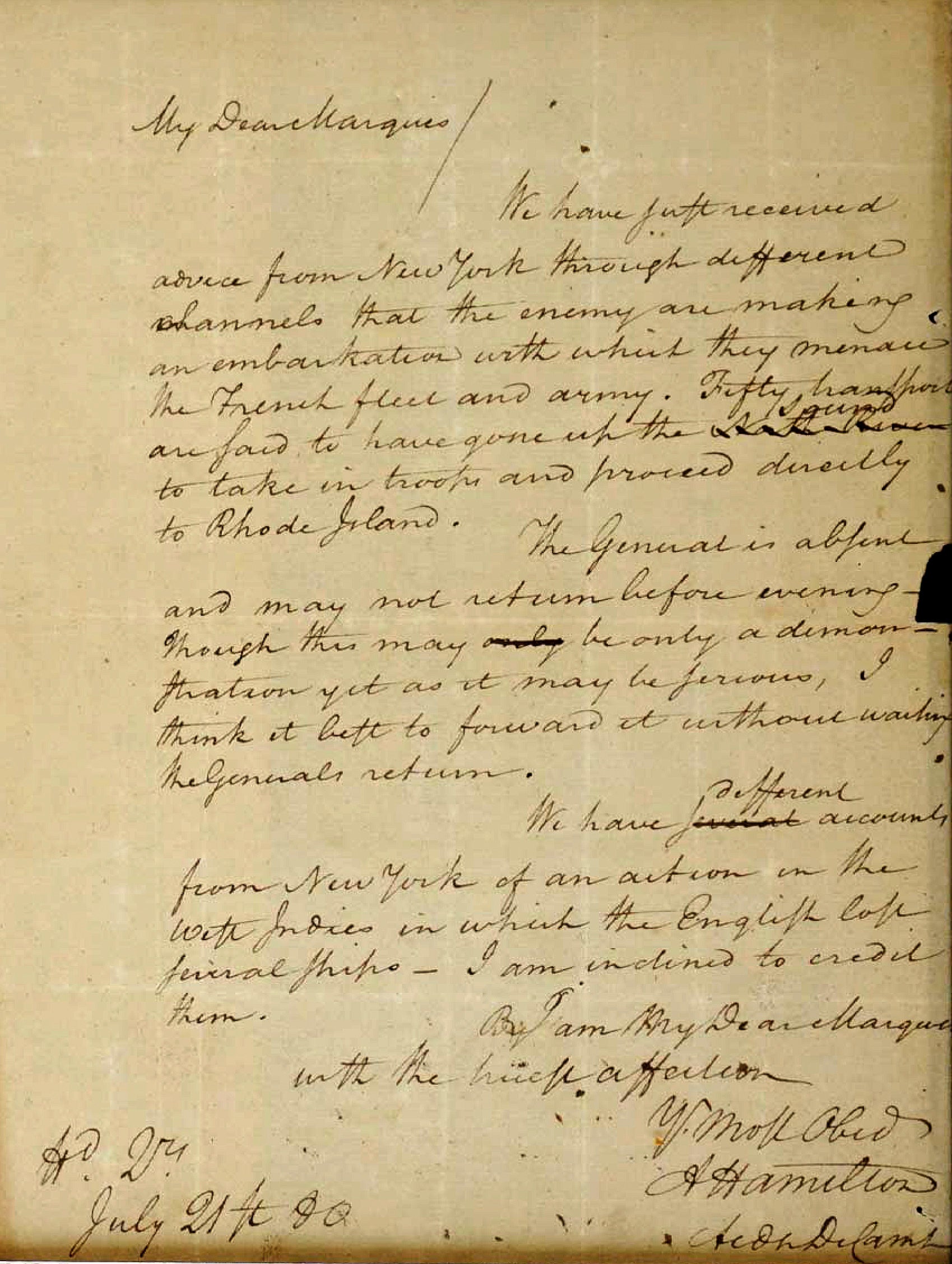 Alexander Hamilton Letter