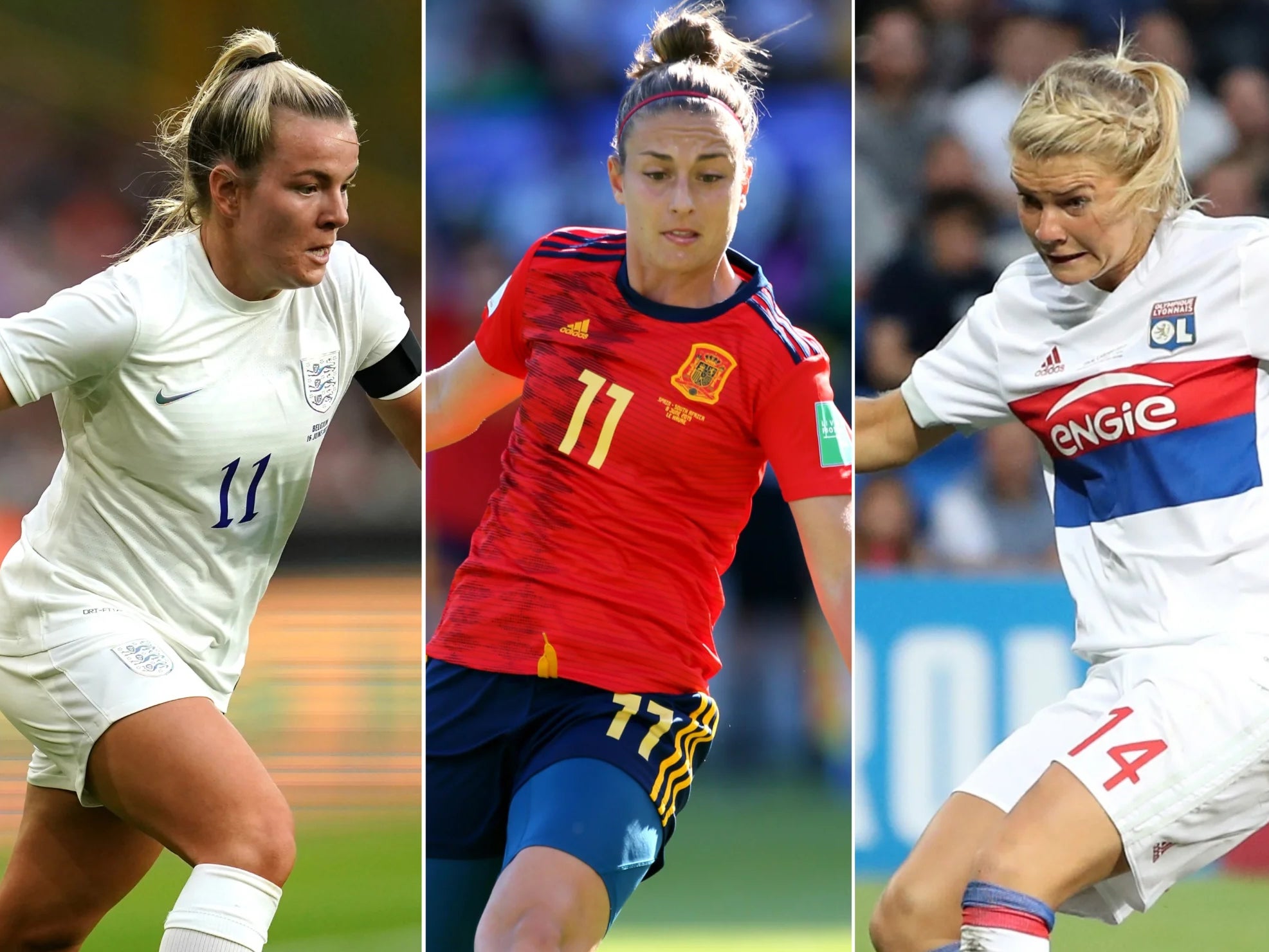 Lauren Hemp, Alexia Putellas and Ada Hegerberg, l-r, will be instrumental at the Women’s European Championship
