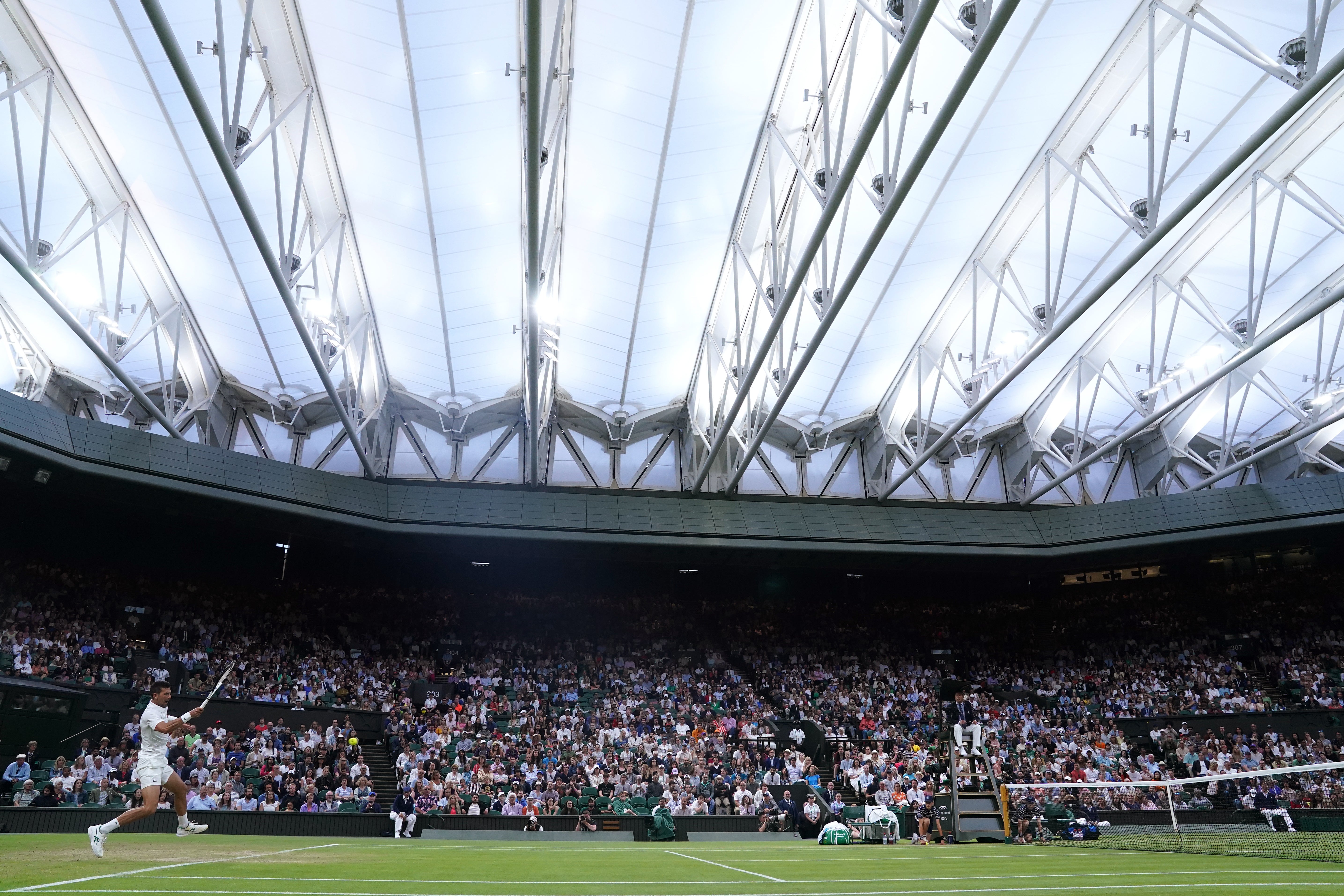 Novak Djokovic finished his fourth-round match under the roof (Adam Davy/PA)