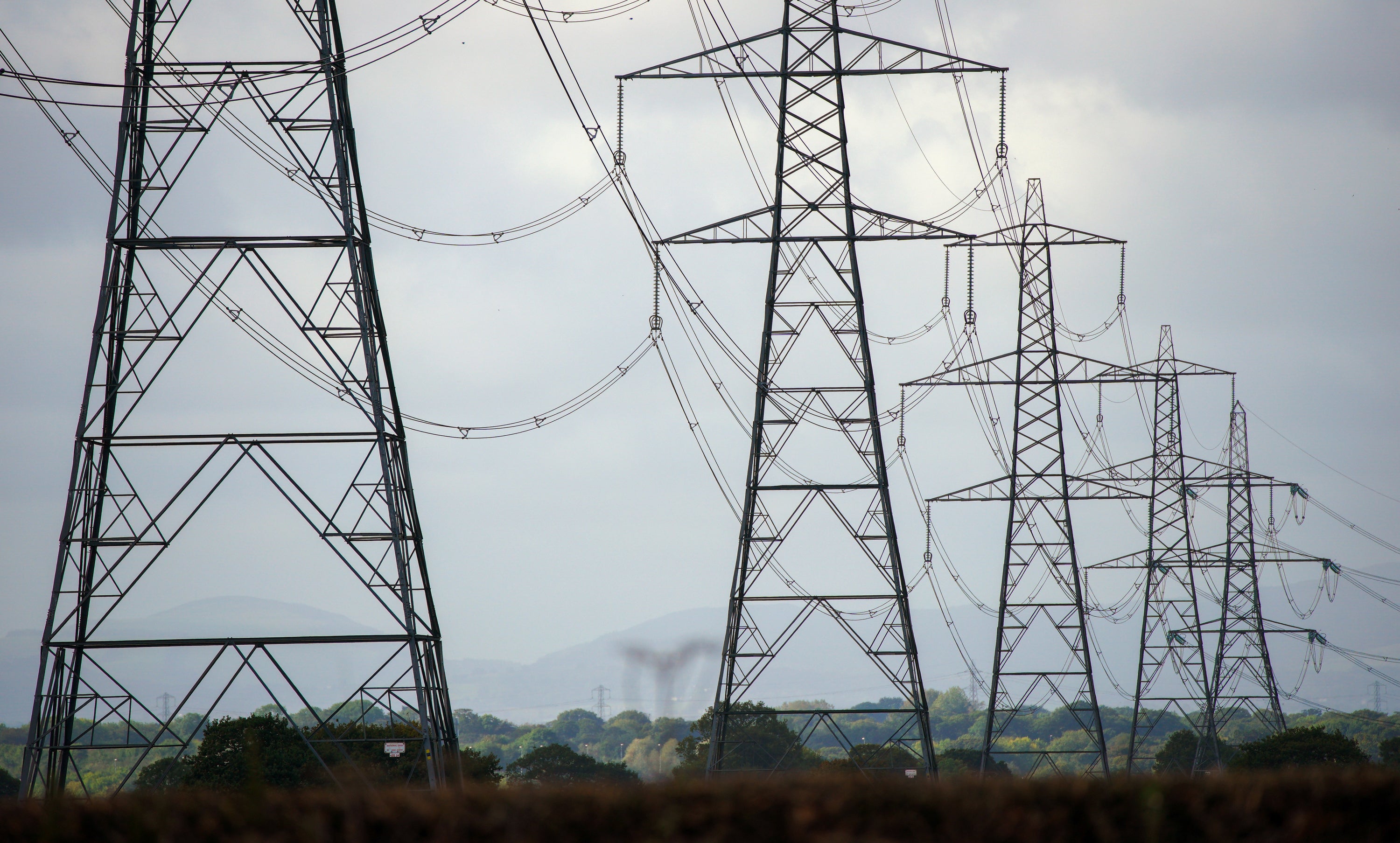 A view of electricity pylons in Cheshire (Peter Byrne/PA)