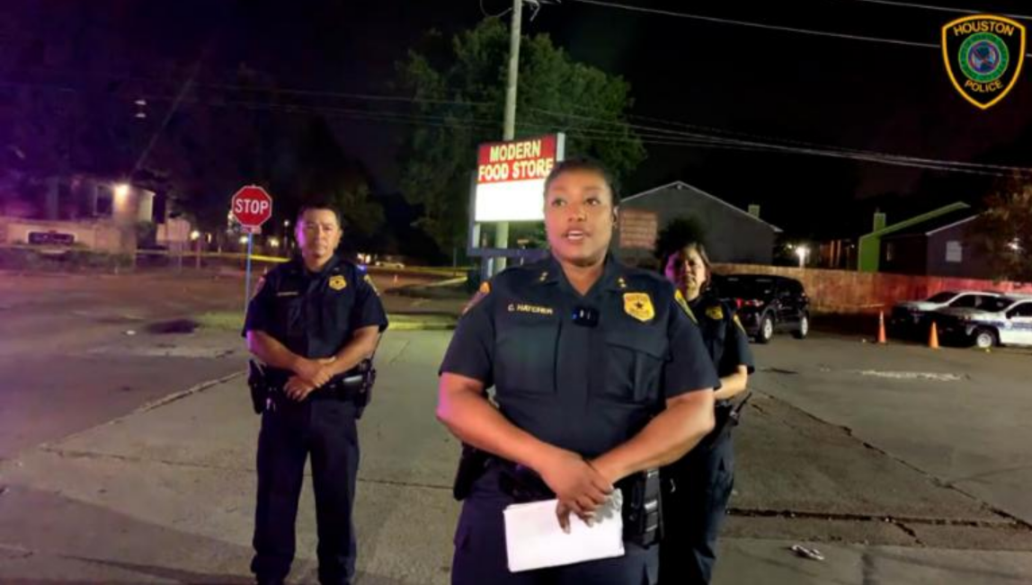 Houston assistant police chief Chandra Hatcher tells reporters about the fatal drive-by shooting that left a 5-year-old dead and an 8-year-old injured