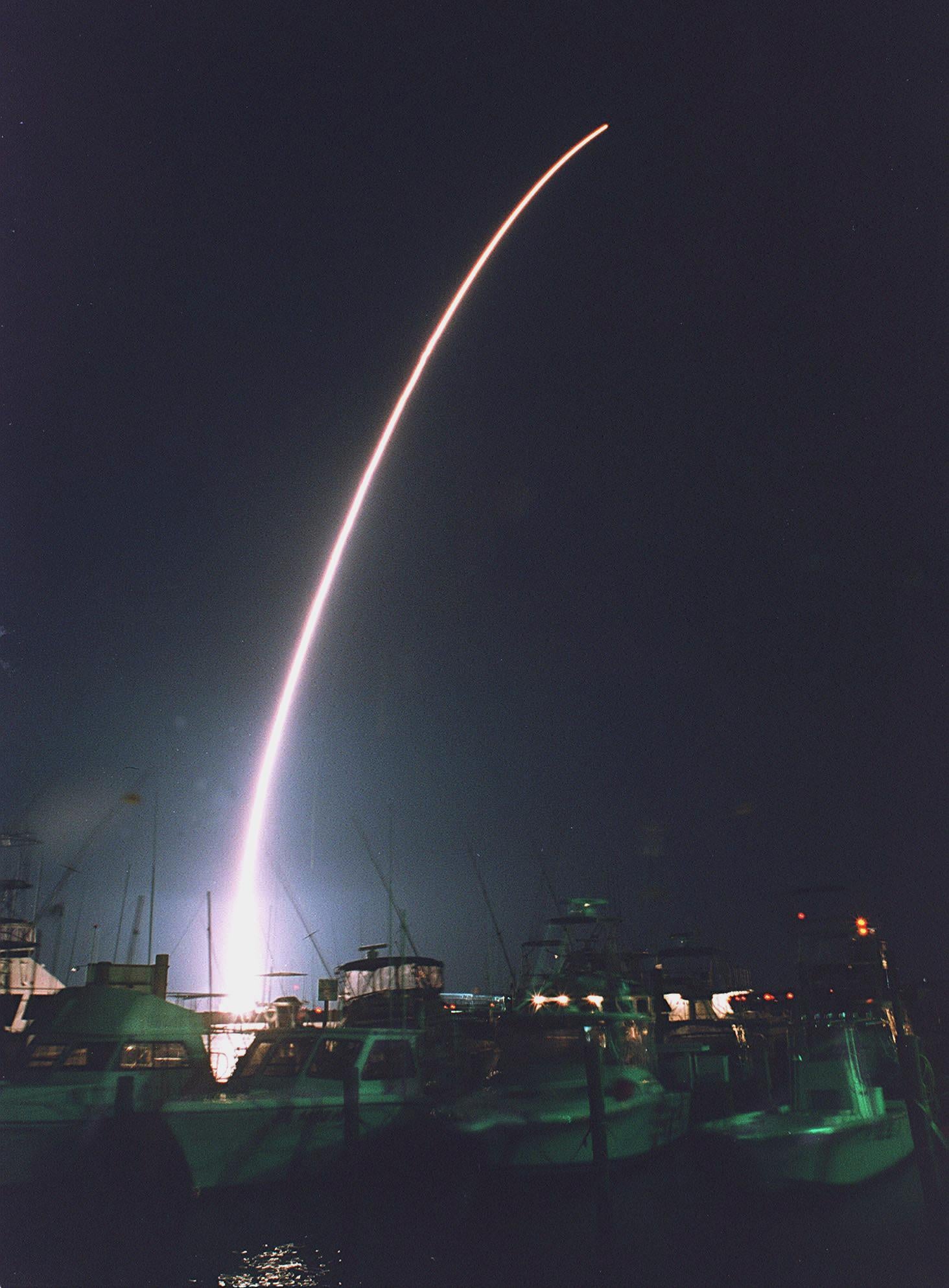 A communications satellite is launched from Port Canaveral, Florida