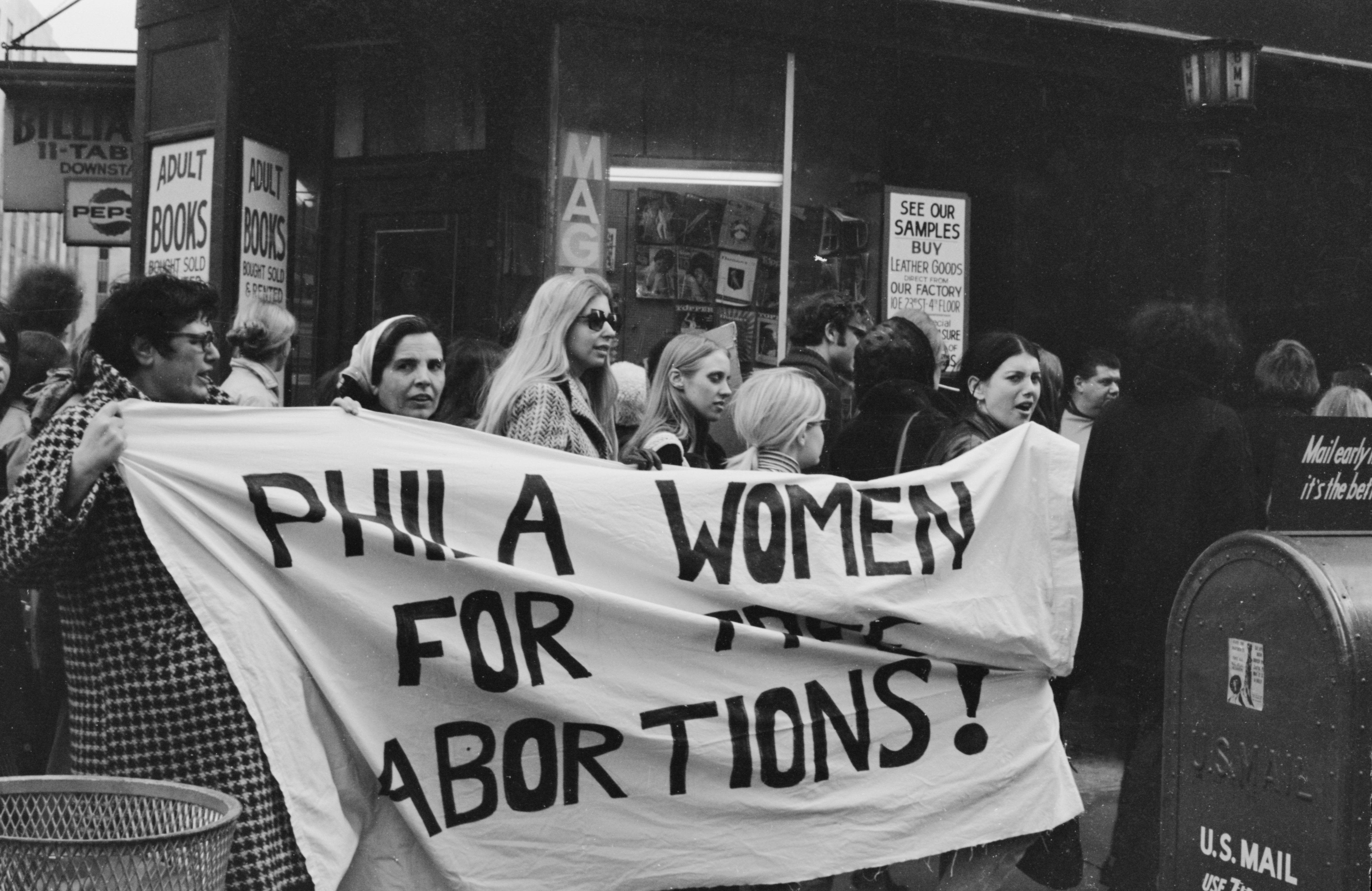 Protesters rally for abortion rights in the streets of New York in 1970