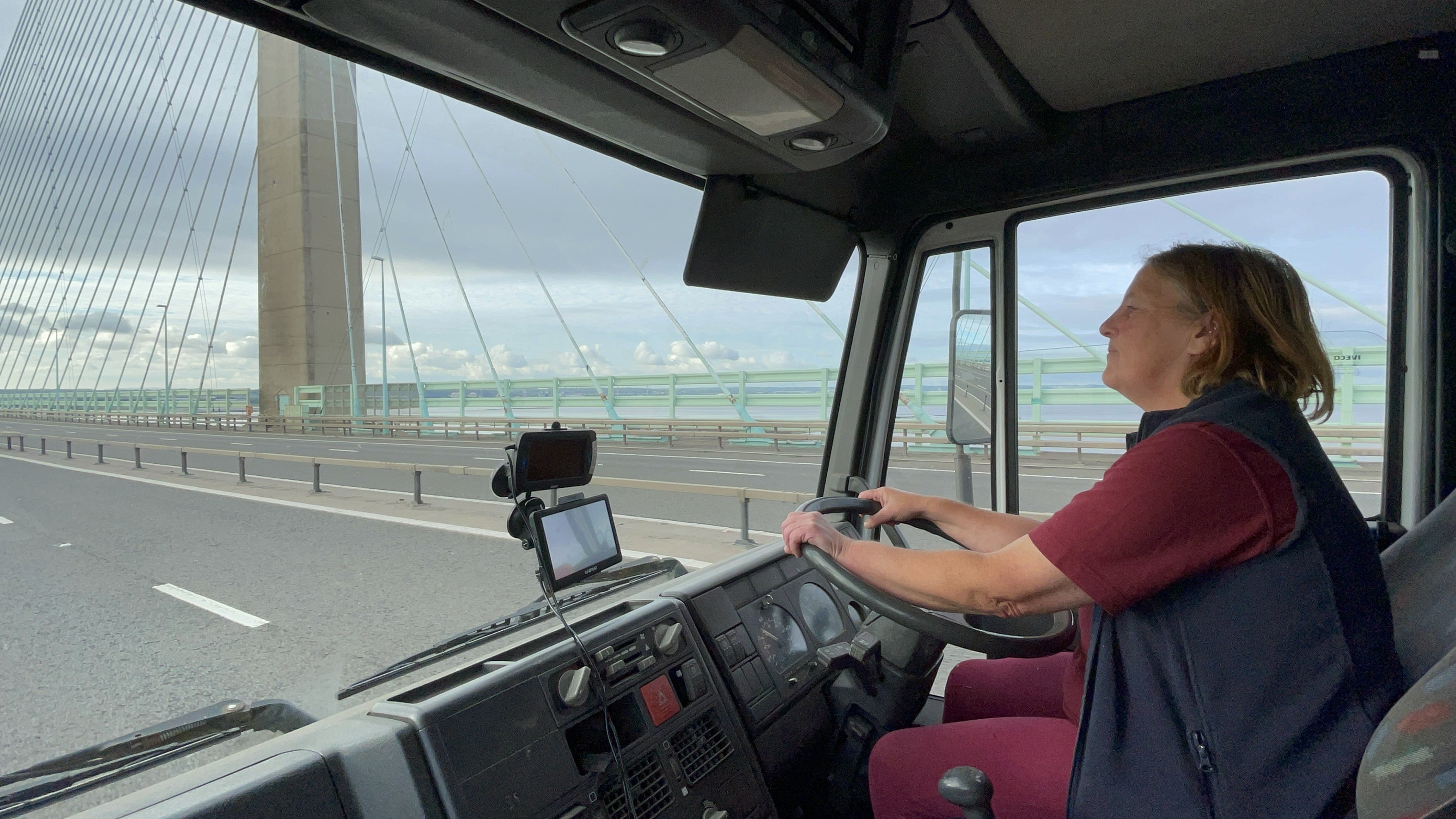 Sharon Downs, 41, a saddle-fitter from Pontypridd, was one of 12 people arrested after driving her horse box across the Prince of Wales Bridge, which runs between England and Wales, during a go-slow protest on the M4 (PA)