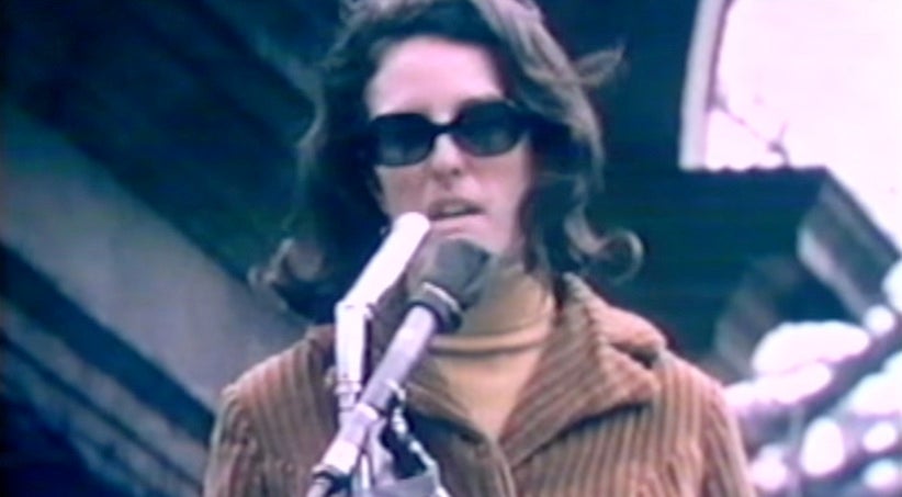 Nancy Stearns speaks during a protest over New York’s abortion ban in the 1970s