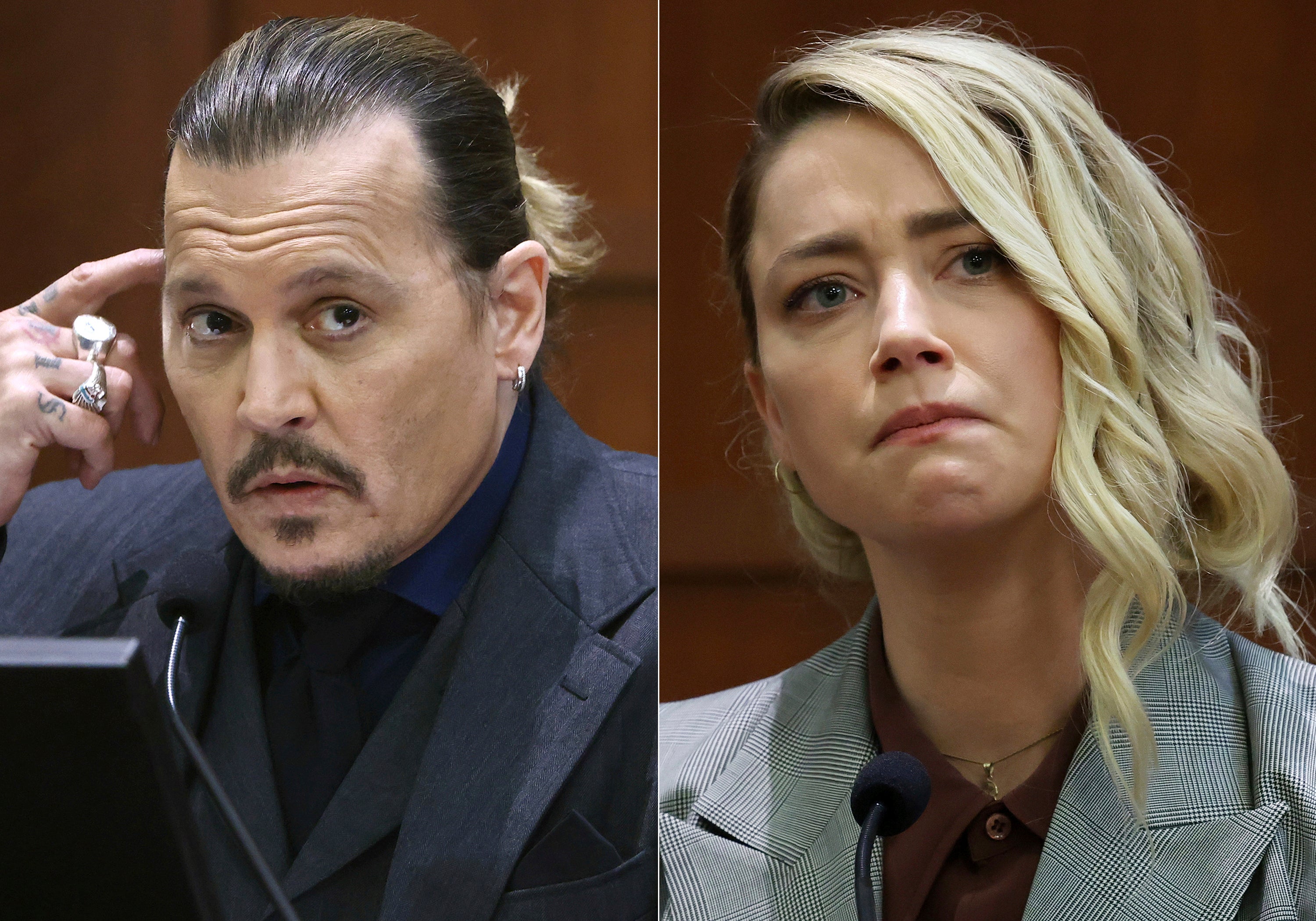 Johnny Depp and Amber Heard pictured in court in their defamation case