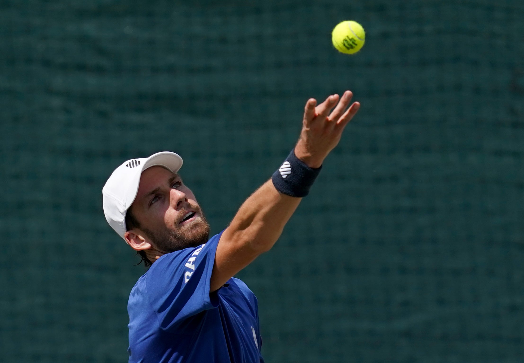 Cameron Norrie in action during a practice session on day eight of the 2022 Wimbledon Championships (John Walton/PA)