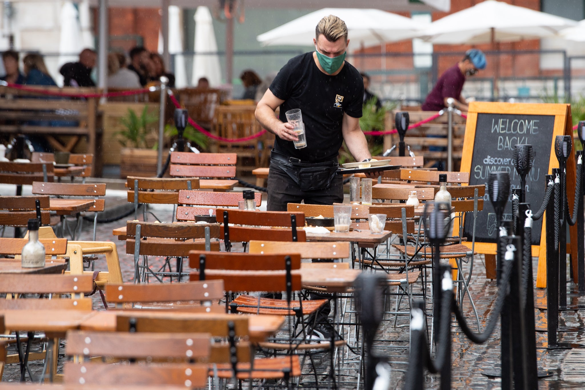 The UK’s services sector saw growth improve but witnessed a slump in new orders and rising pressure from staff shortages (Dominic Lipinski/PA)