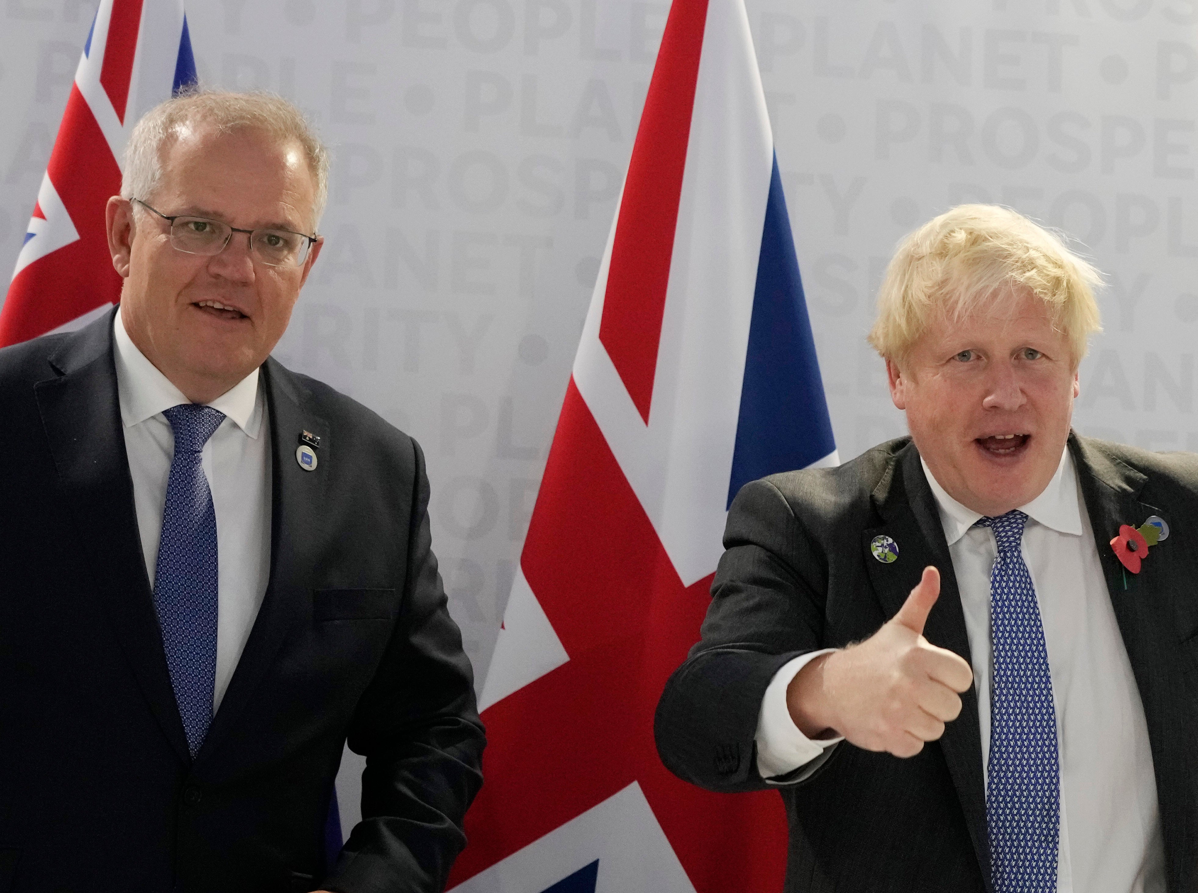 Boris Johnson with Australia’s prime minister Scott Morrison last year