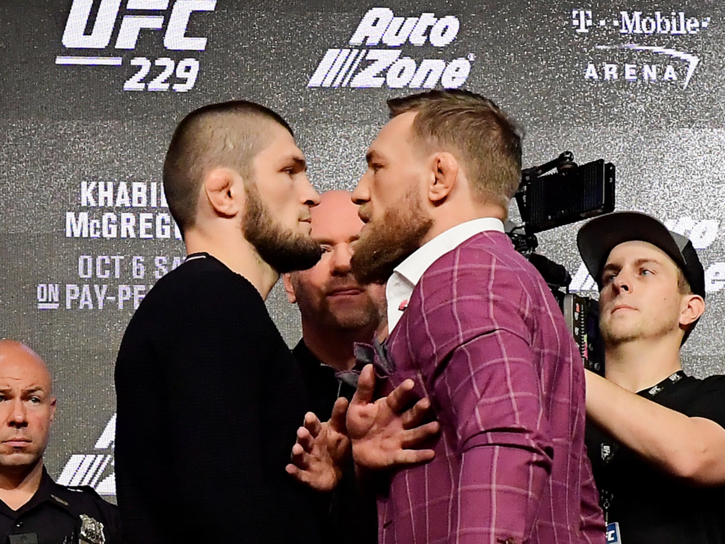 McGregor (right) faces off with Khabib Nurmagomedov before the highest-grossing event in UFC history