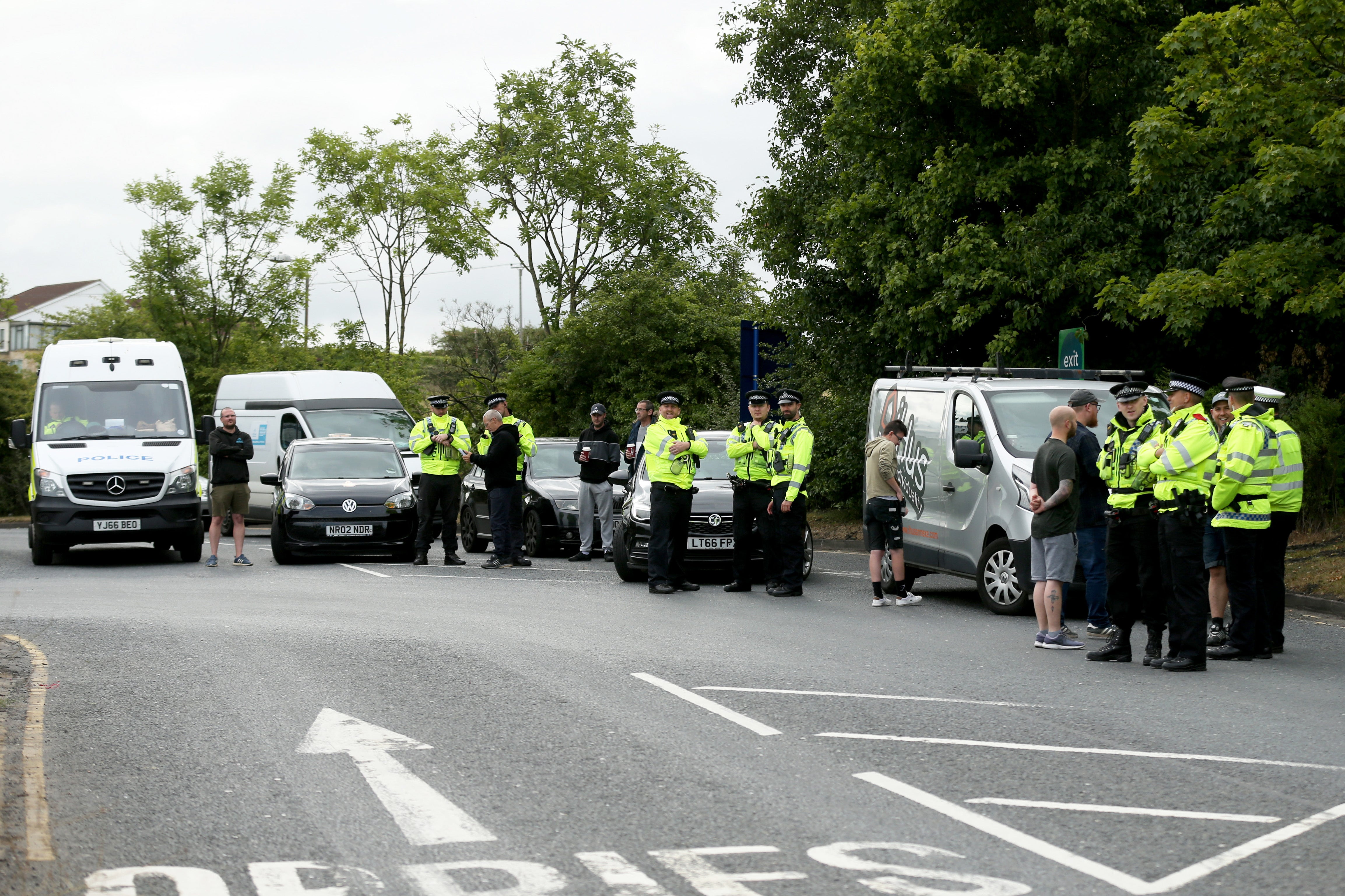 Police arrested 12 people, saying the demonstration was putting emergency services ‘at risk’