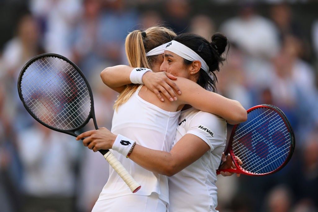 World No 2 Jabeur embraces Marie Bouzkova