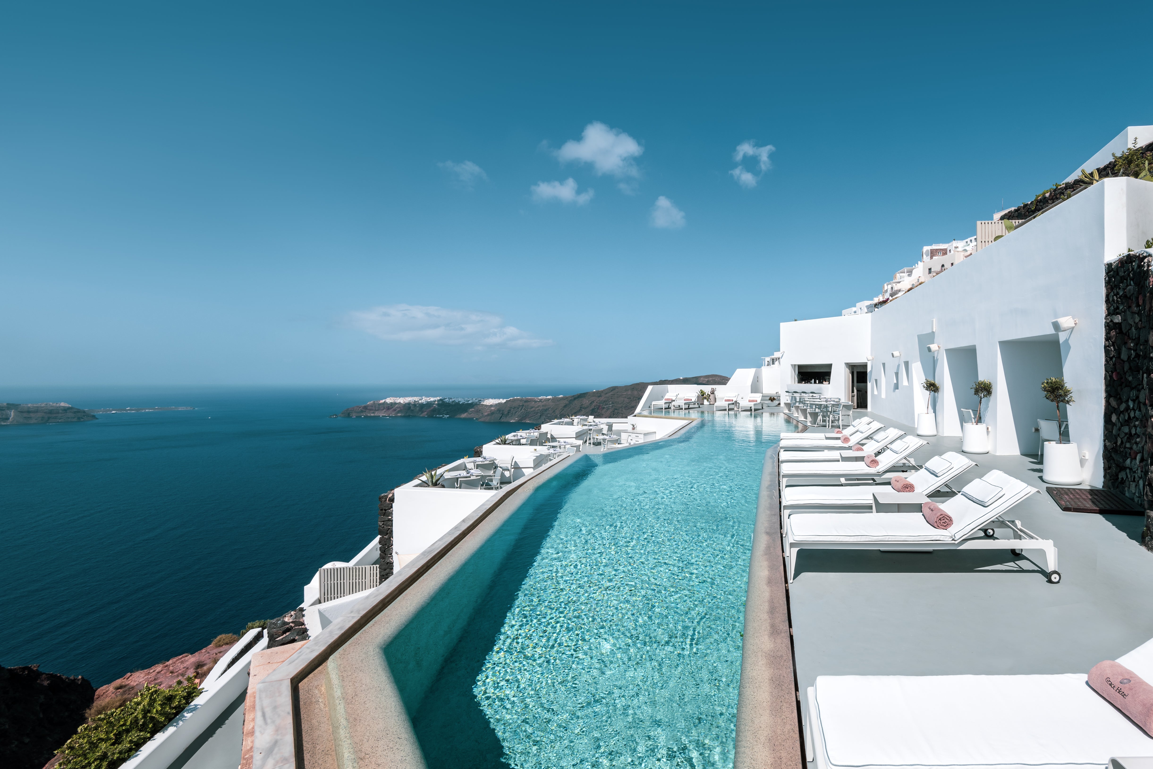 The infinity pool at the Grace Hotel blends effortlessly into the ocean