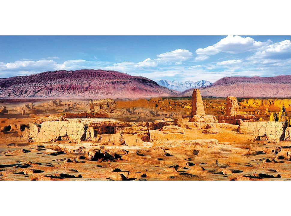 The Gaochang city ruins in today’s Turpan, Xinjiang Uygur autonomous region