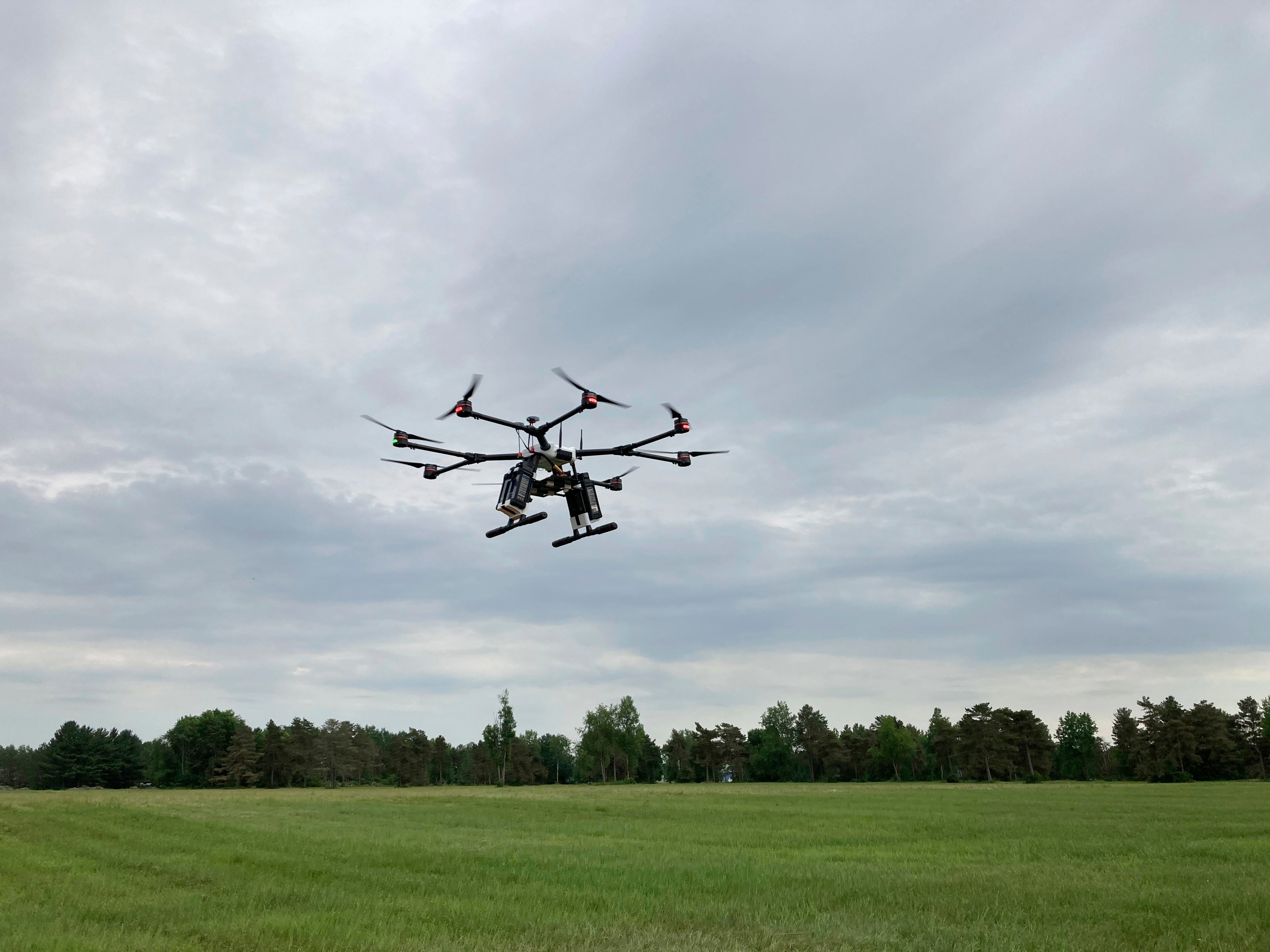 A drone flies at one of the Federal Aviation Administration’s designated drone testing sites run by nonprofit Northeast UAS Airspace Integration Research Alliance Inc., at Griffiss International Airport in Rome, N.Y., on June 11, 2021