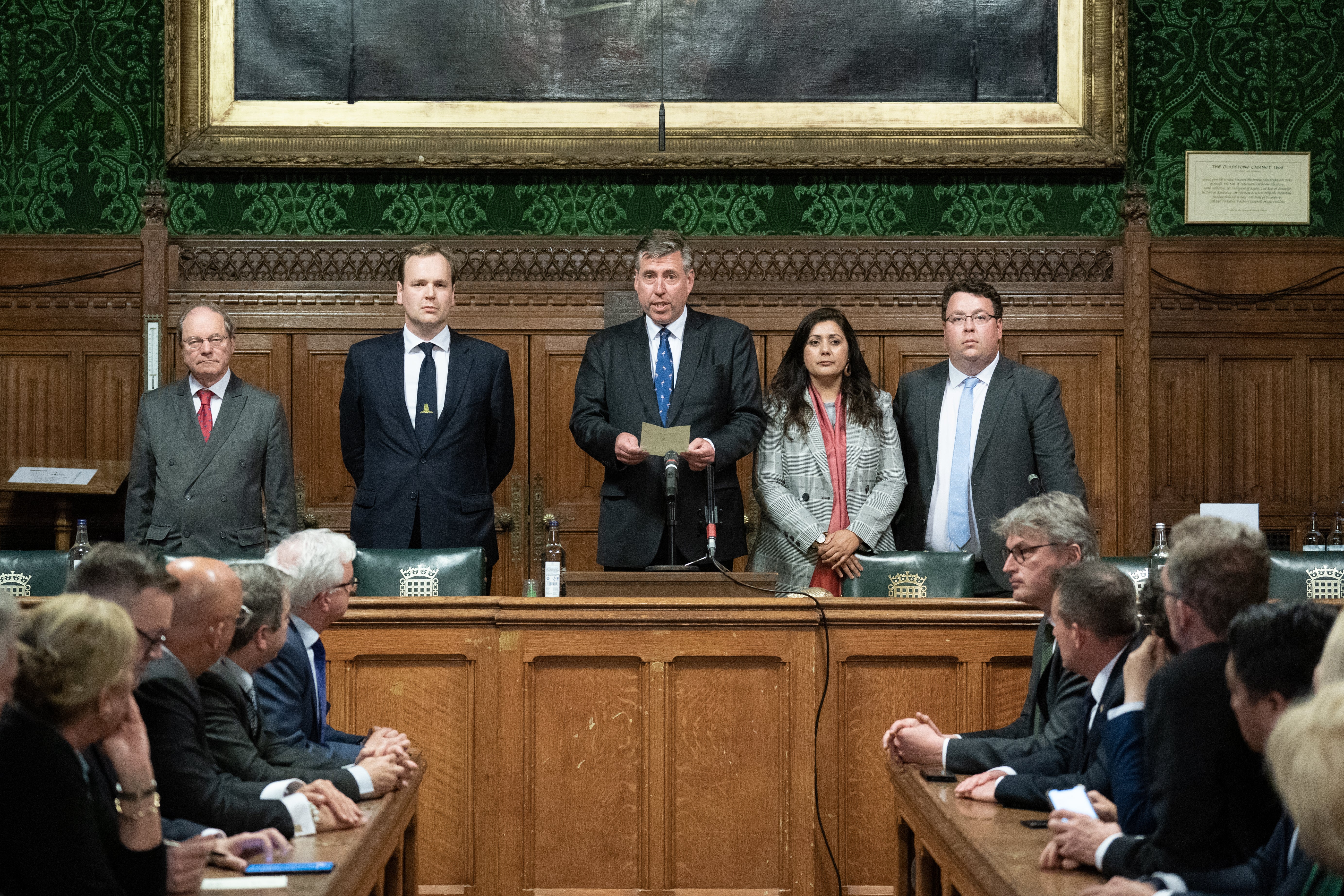 Sir Graham Brady, the chairman of the 1922 Committee, announces Boris Johnson has survived a confidence vote earlier this year (Stefan Rousseau/PA)