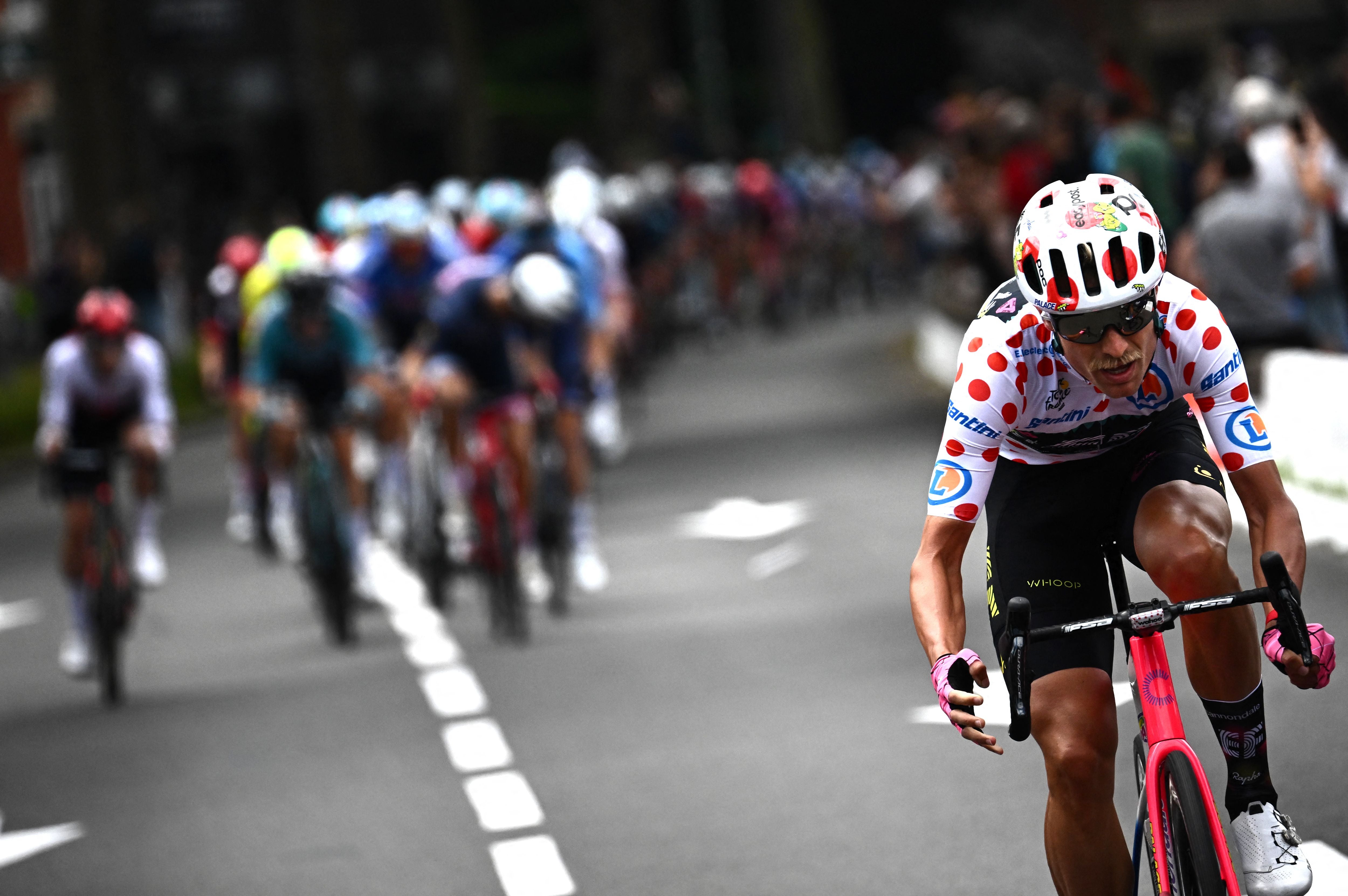 Magnus Cort, wearing the polka dot jersey, involved in yet another breakaway