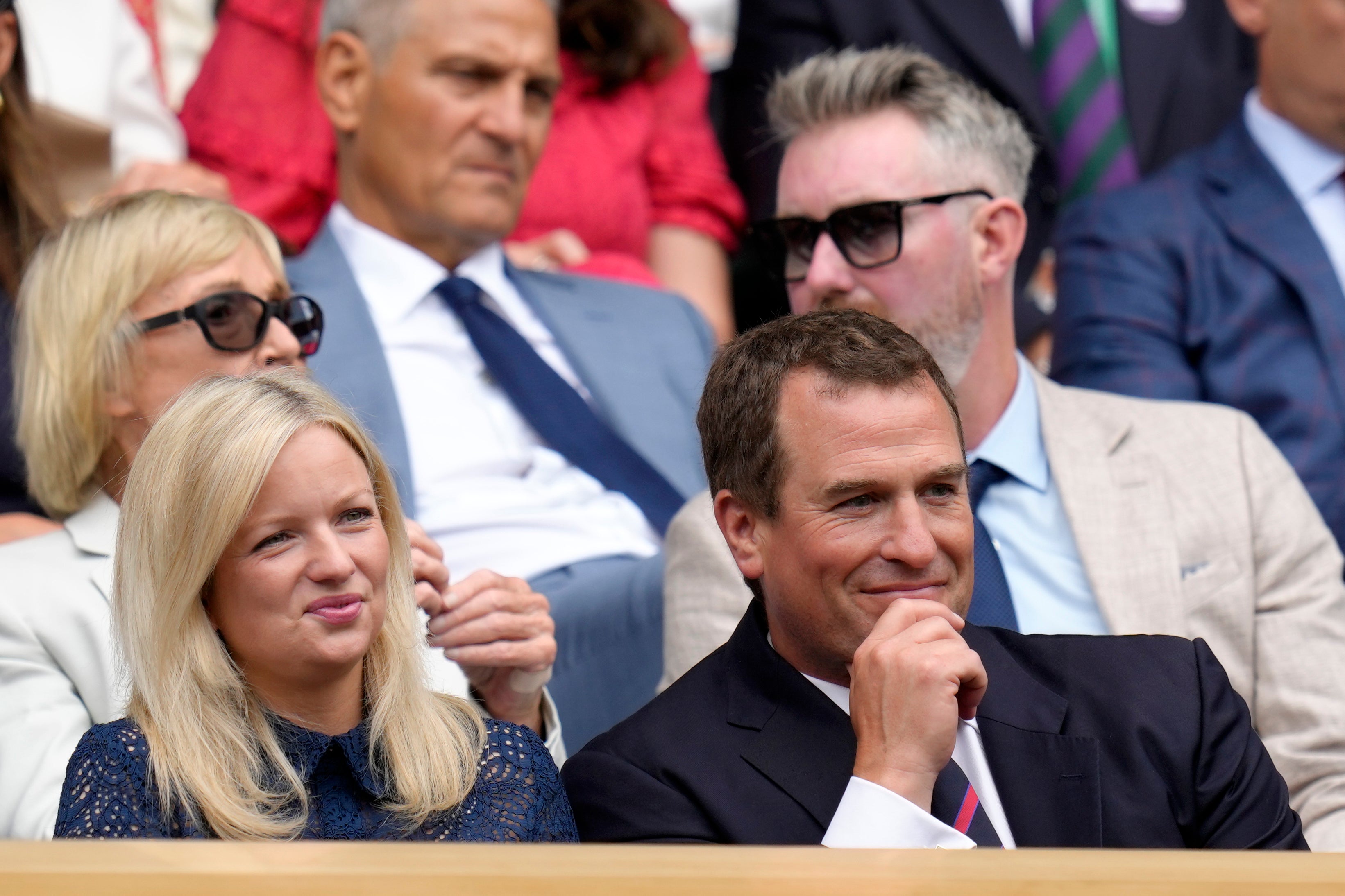 Peter Phillips and girlfriend Lindsay Wallace in the Royal Box at Wimbledon on 6 July