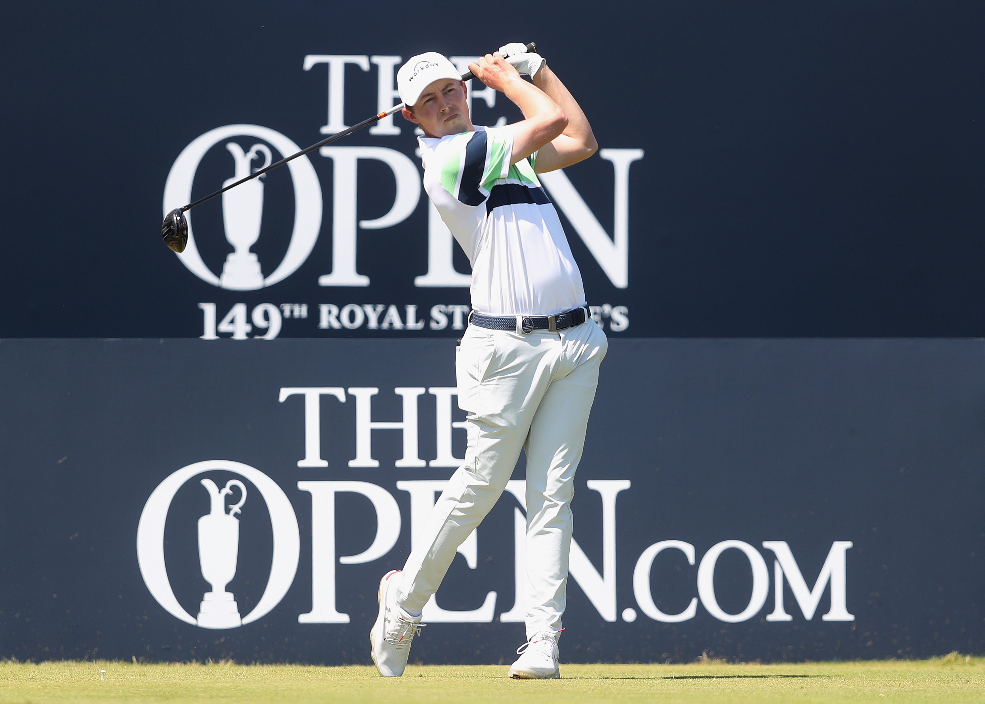 England’s Matt Fitzpatrick on the 1st tee during day four of The Open at Royal St George’s (David Davies/PA)