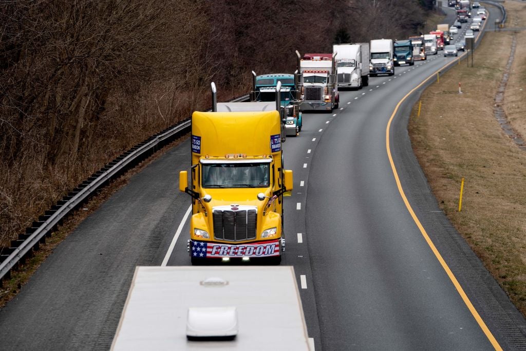 The People’s Convoy drives around Washington DC in March