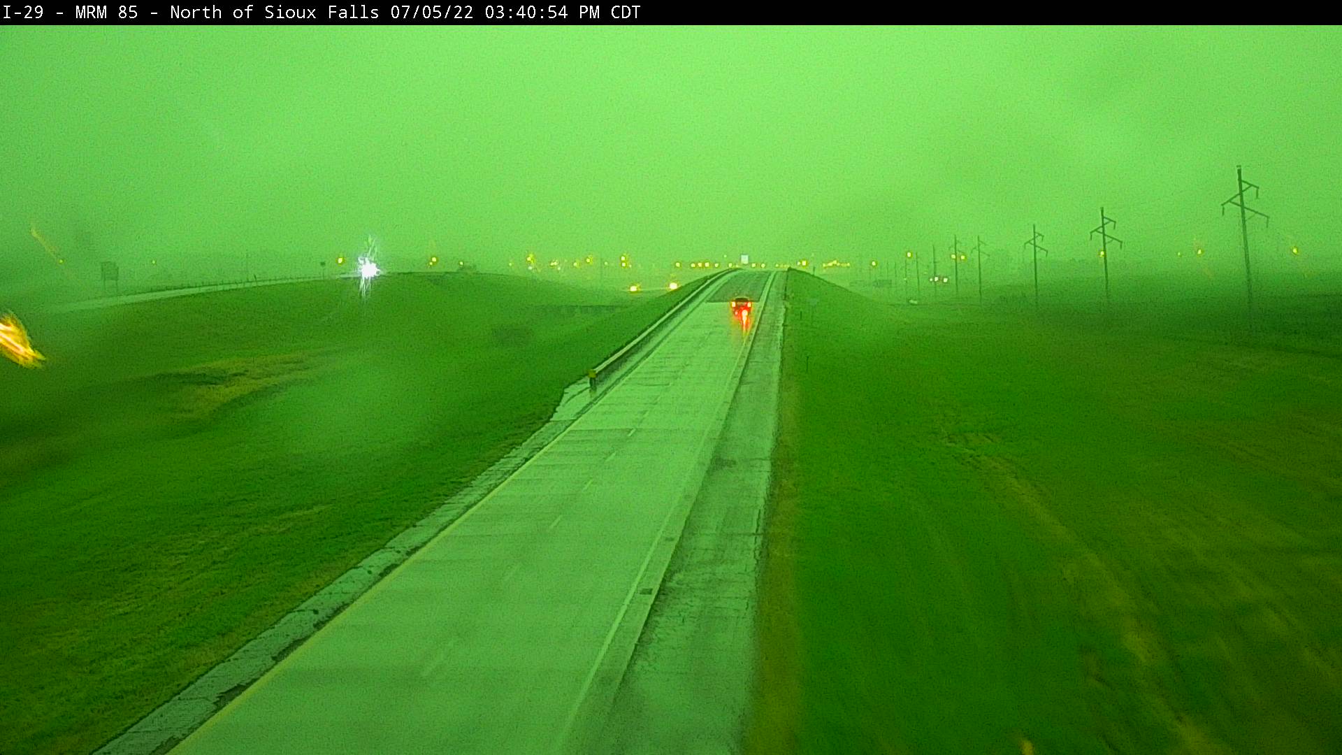 Skies turned green surrounding a derecho that swept through South Dakota on Tuesday