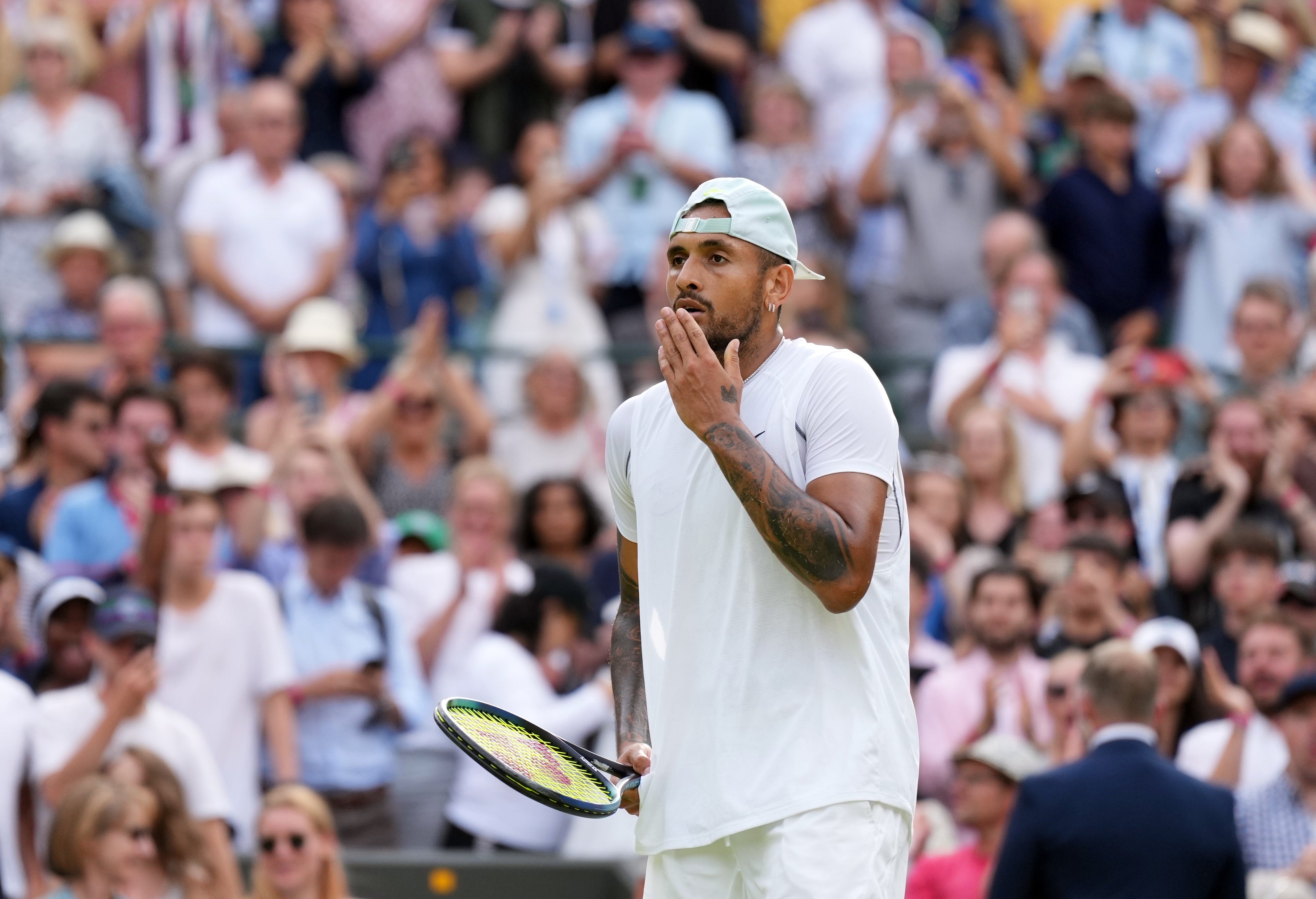 Nick Kyrgios celebrates victory over Cristian Garin (Zac Goodwin/PA)