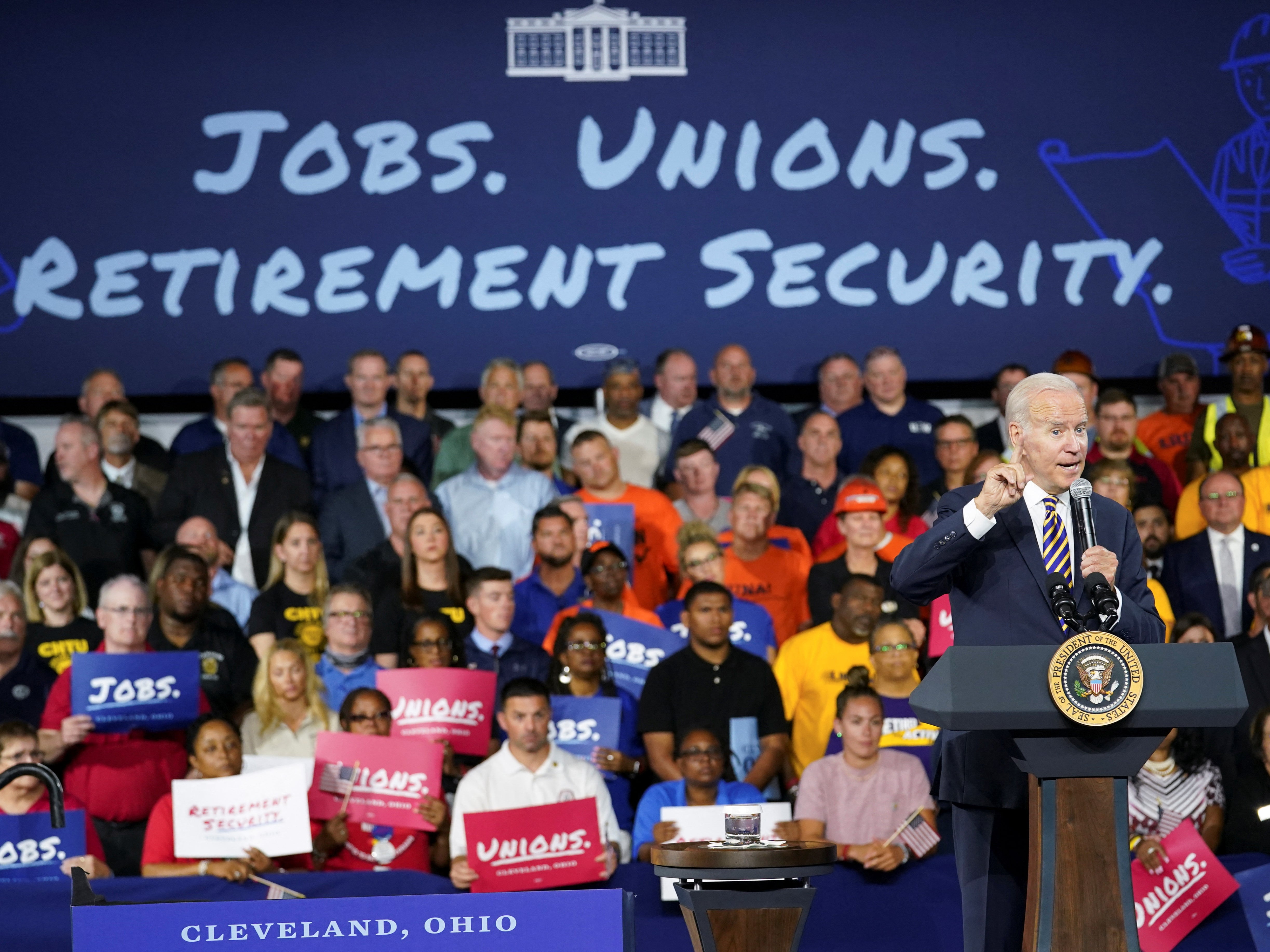 U.S. President Joe Biden speaks about his economic agenda, during his visit to Cleveland, Ohio, U.S., July 6, 2022