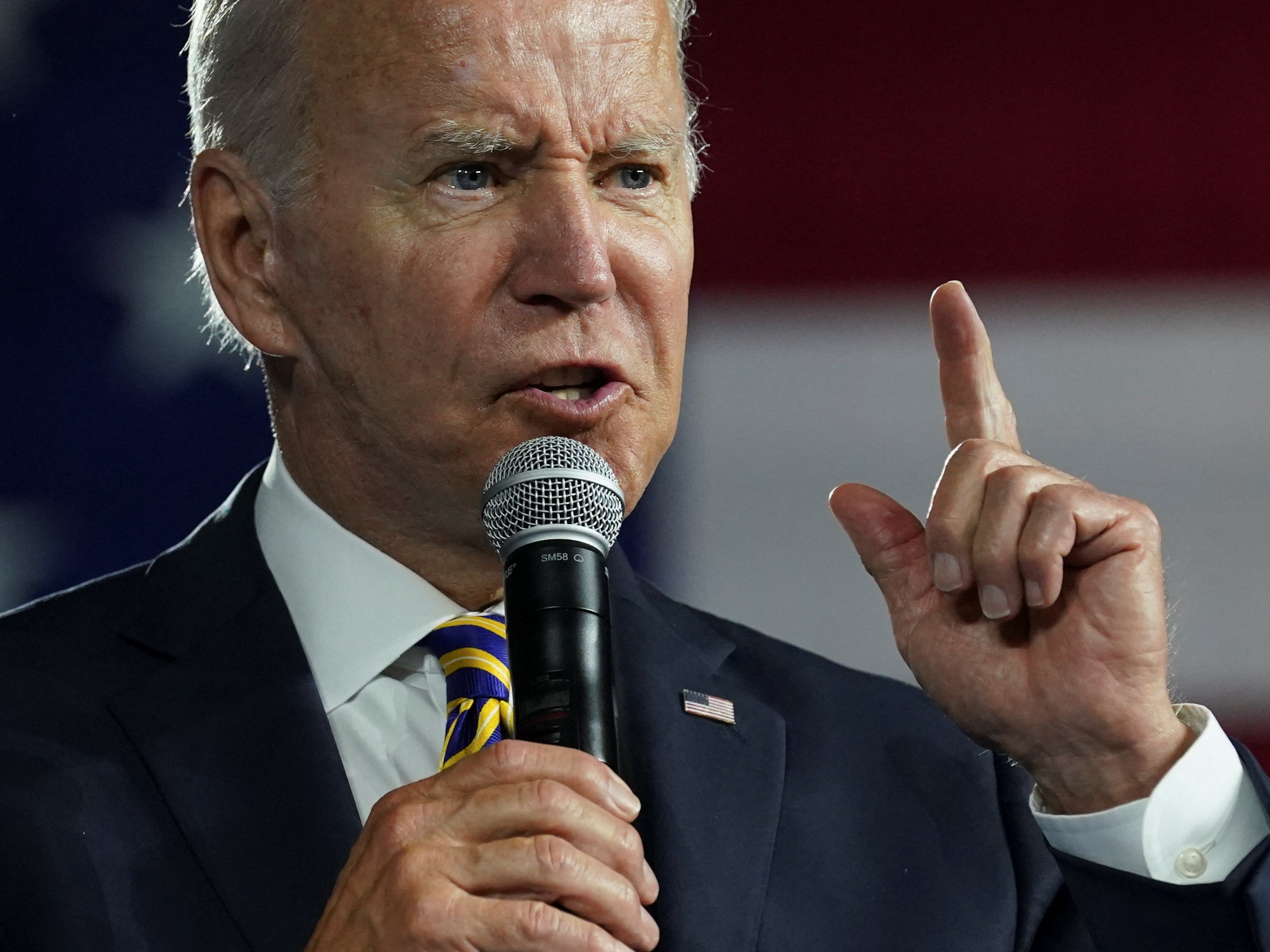 U.S. President Joe Biden gestures as he speaks, during his visit to Cleveland, Ohio, U.S., July 6, 2022