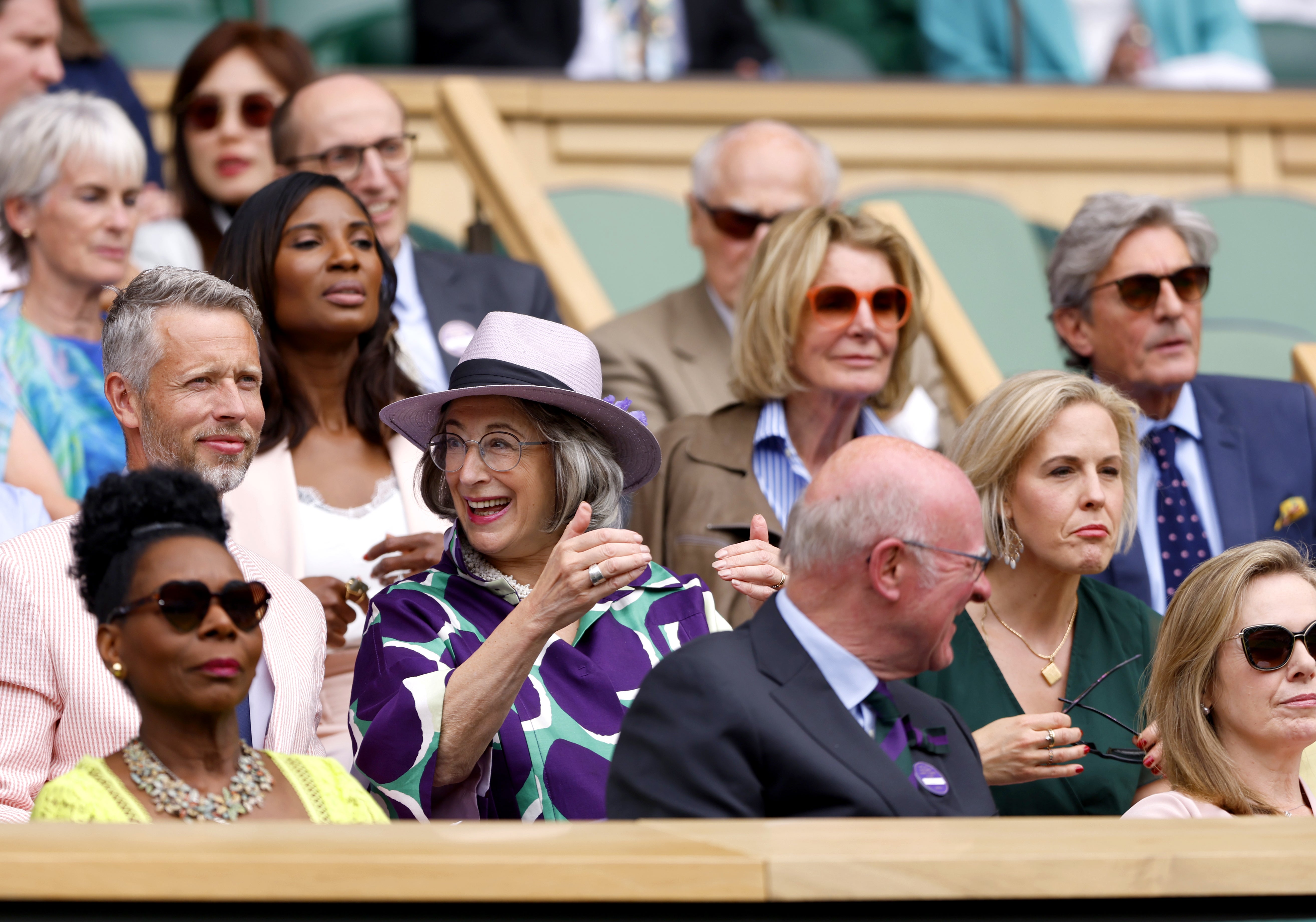 Guests in today’s Royal Box at Wimbledon include Baroness Floella Benjamin, Dame Maureen Lipman, Denise Lewis and Judy Murray