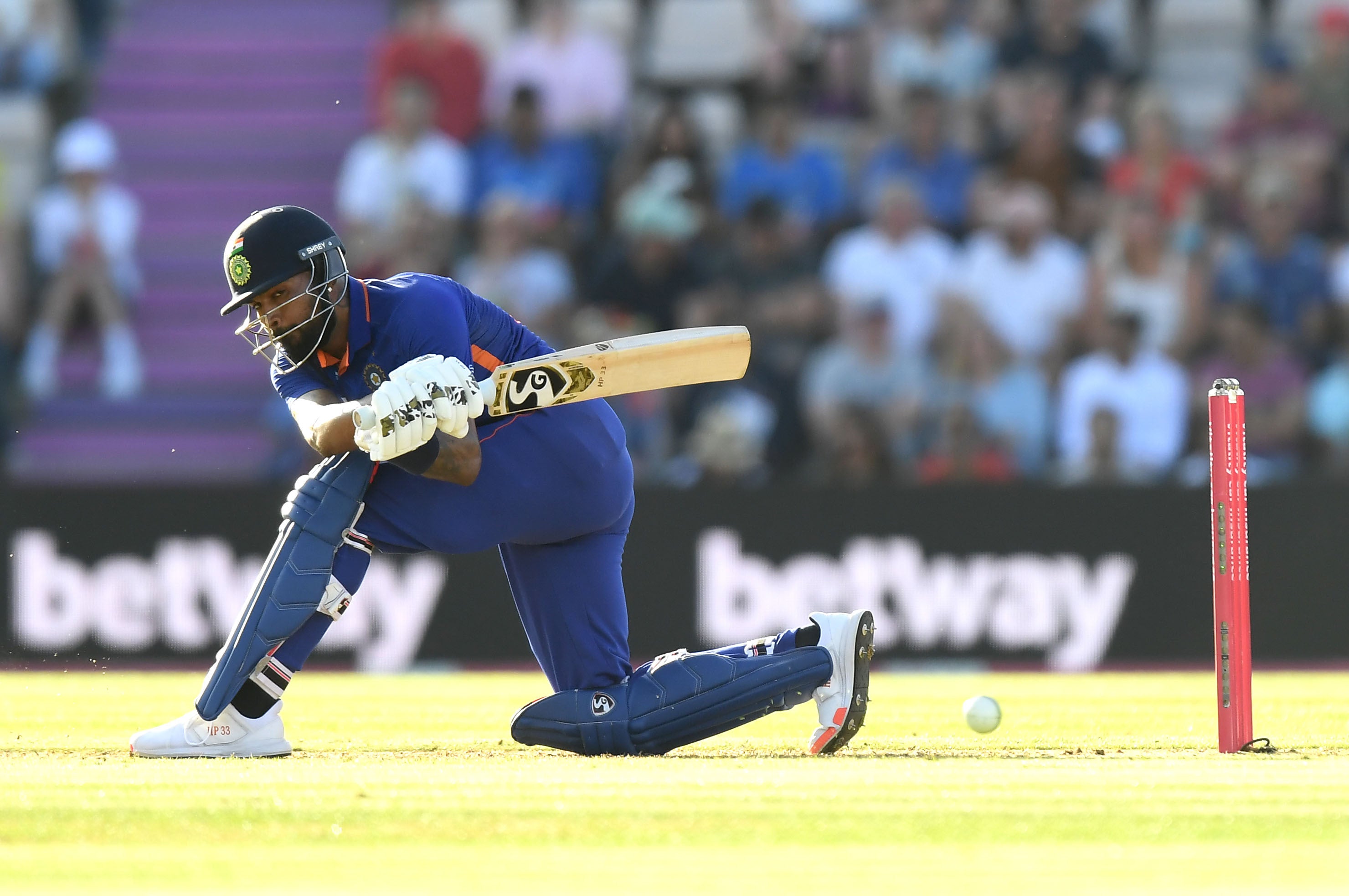 Hardik Pandya top-scored for India (Mark Pain/PA)