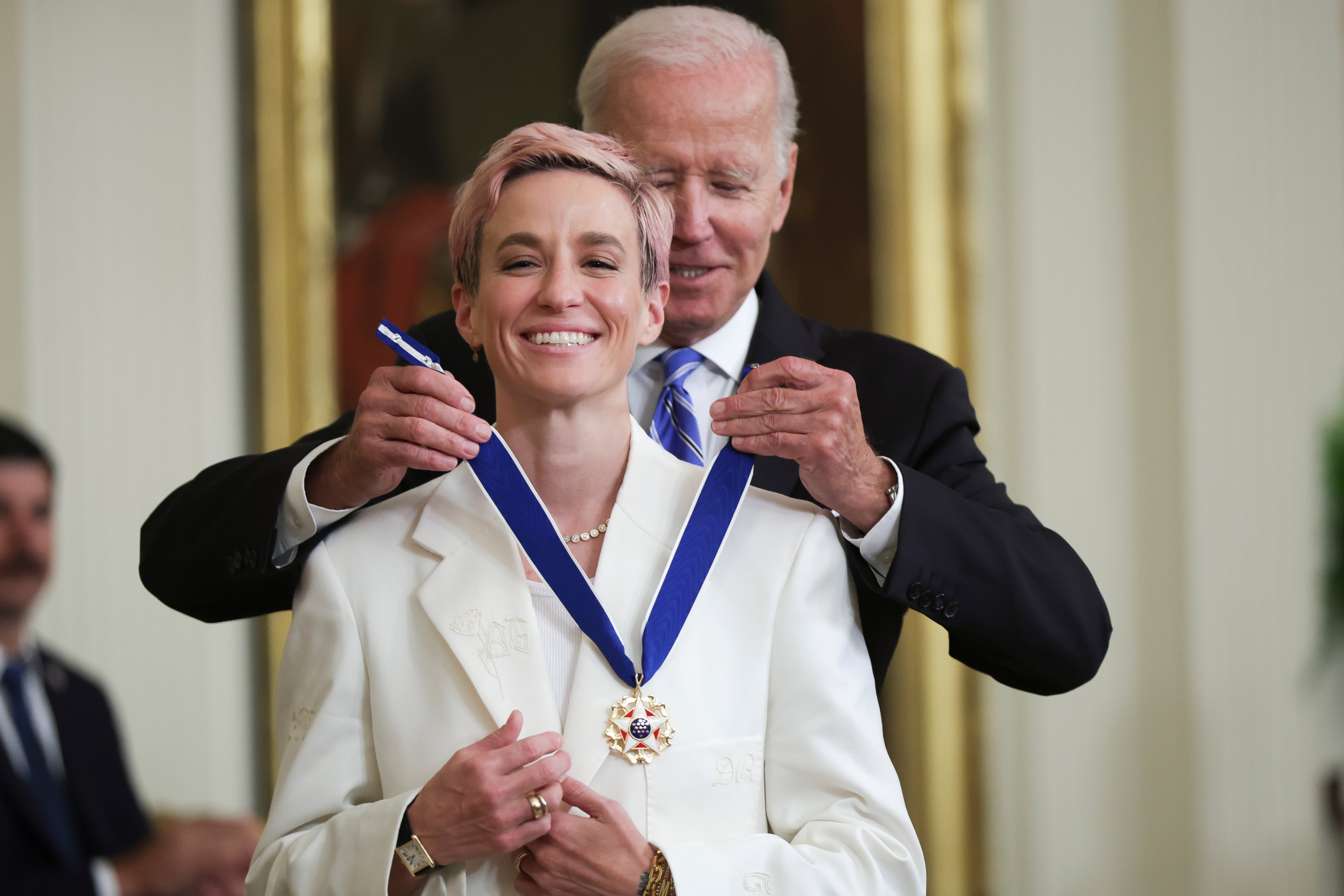 President Joe Biden presents the Presidential Medal of Freedom to Megan Rapinoe in 2022