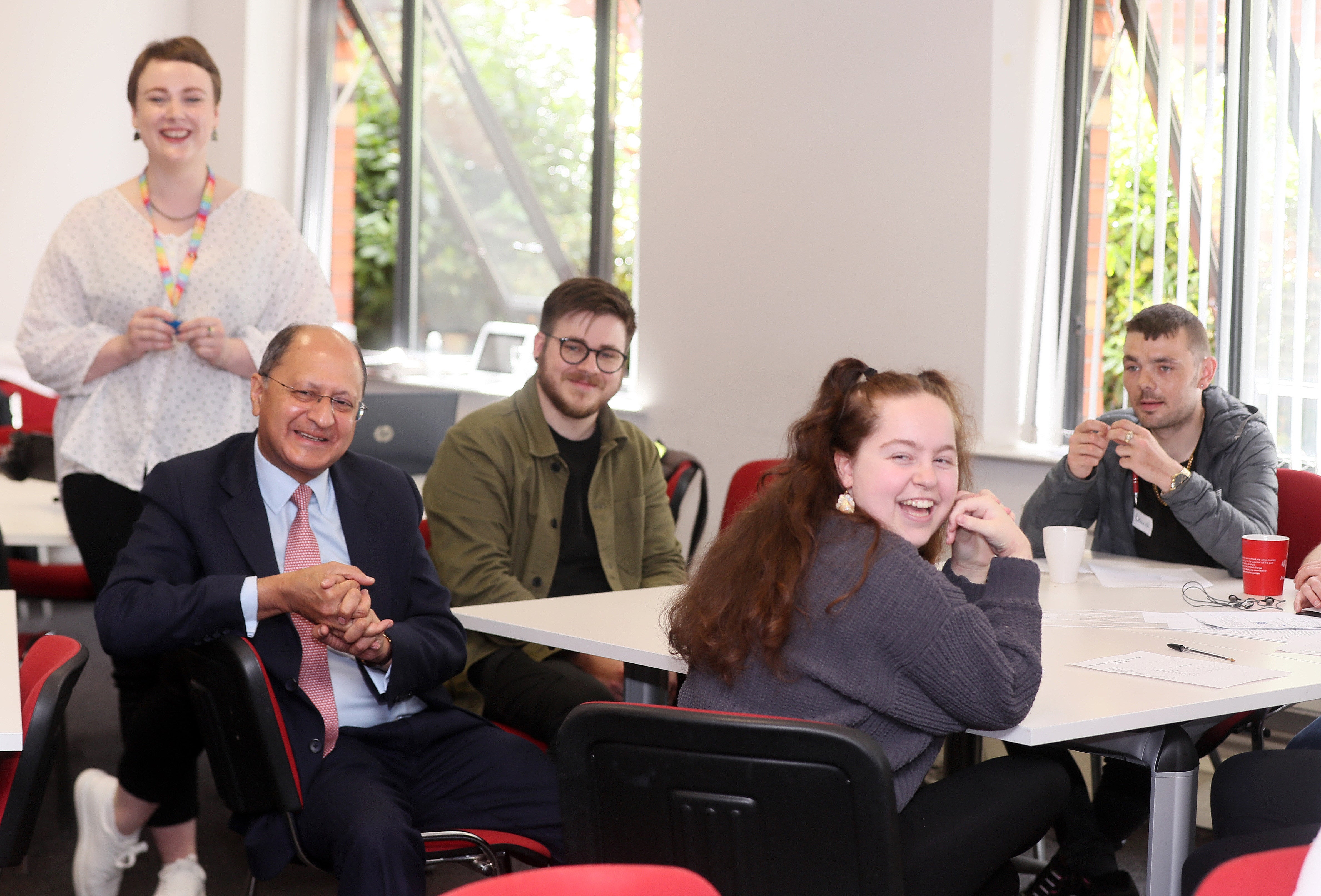 Northern Ireland Secretary Shailesh Vara, bottom left, visited The Prince’s Trust centre in Belfast (NIO/PressEye/PA)