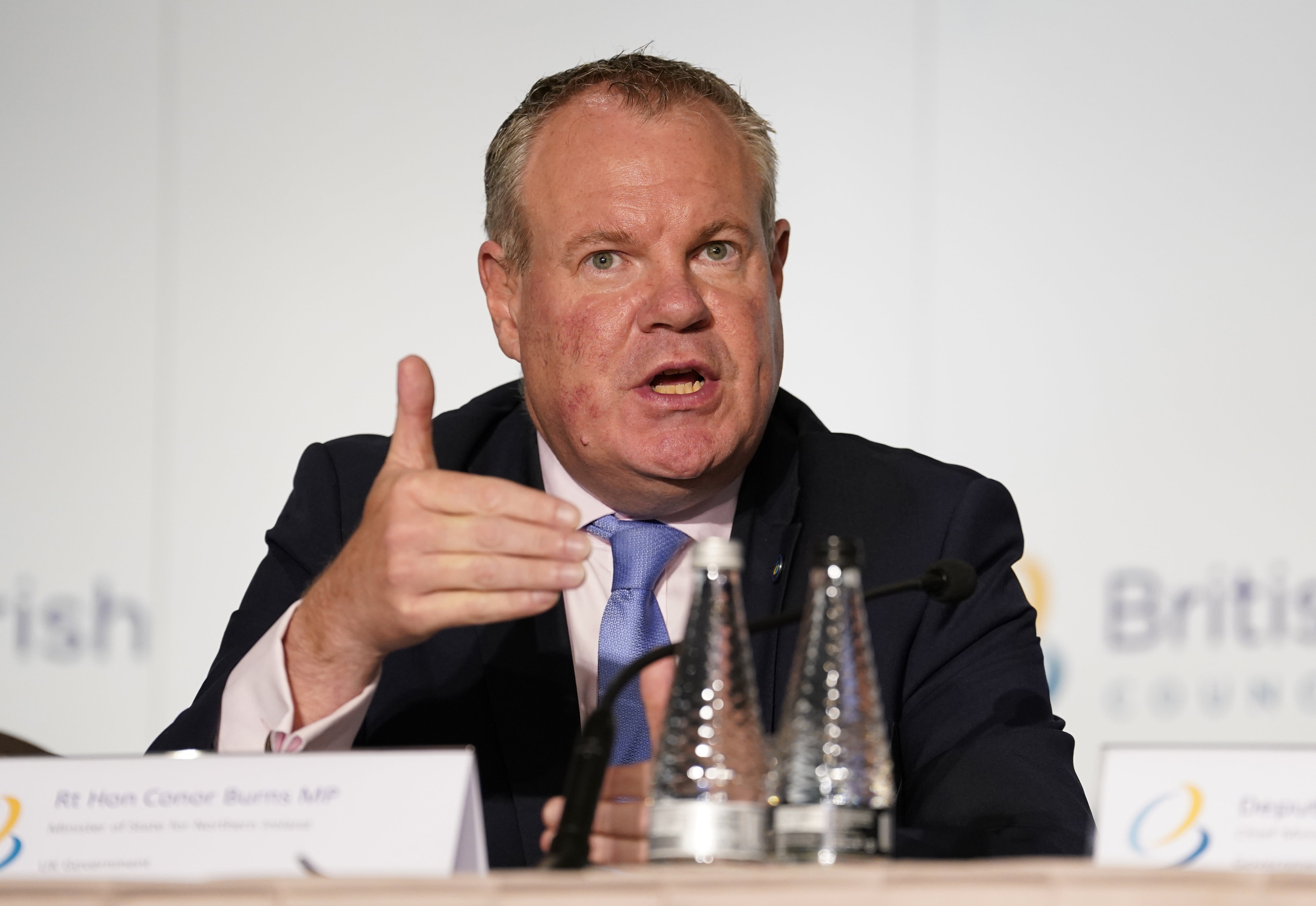 Minister of State for Northern Ireland Conor Burns after a British-Irish Council summit meeting (PA)