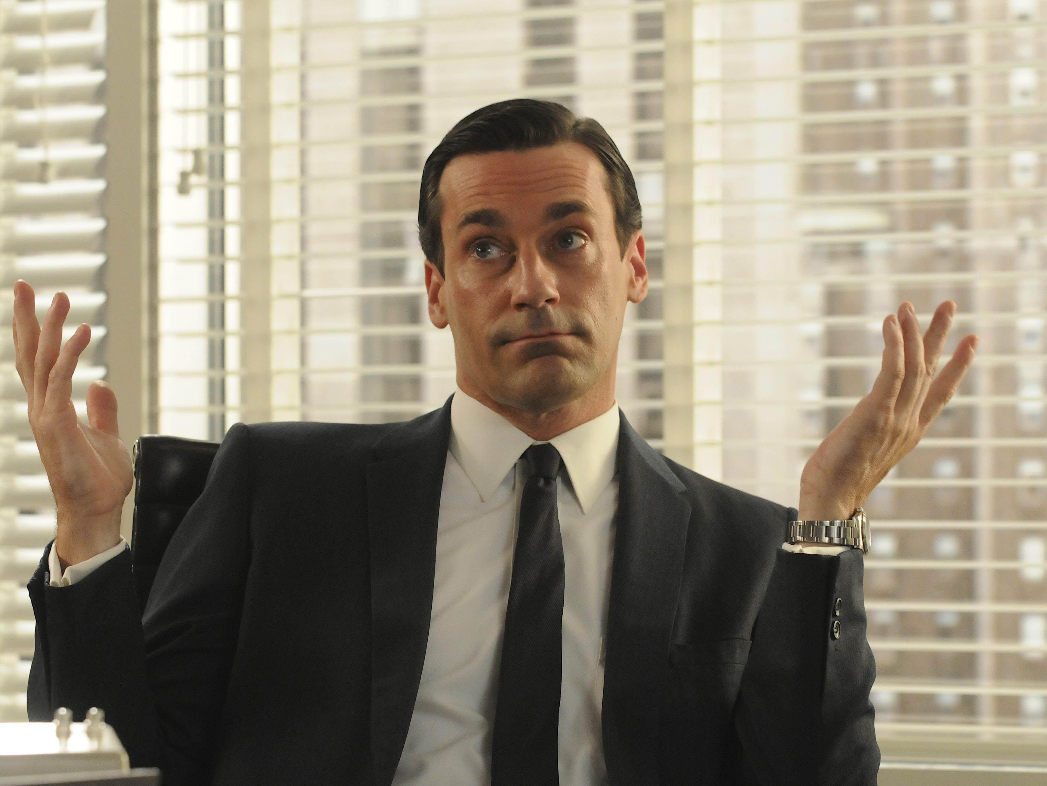 Jon Hamm as another confident character, Don Draper, in the hit series ‘Mad Men’