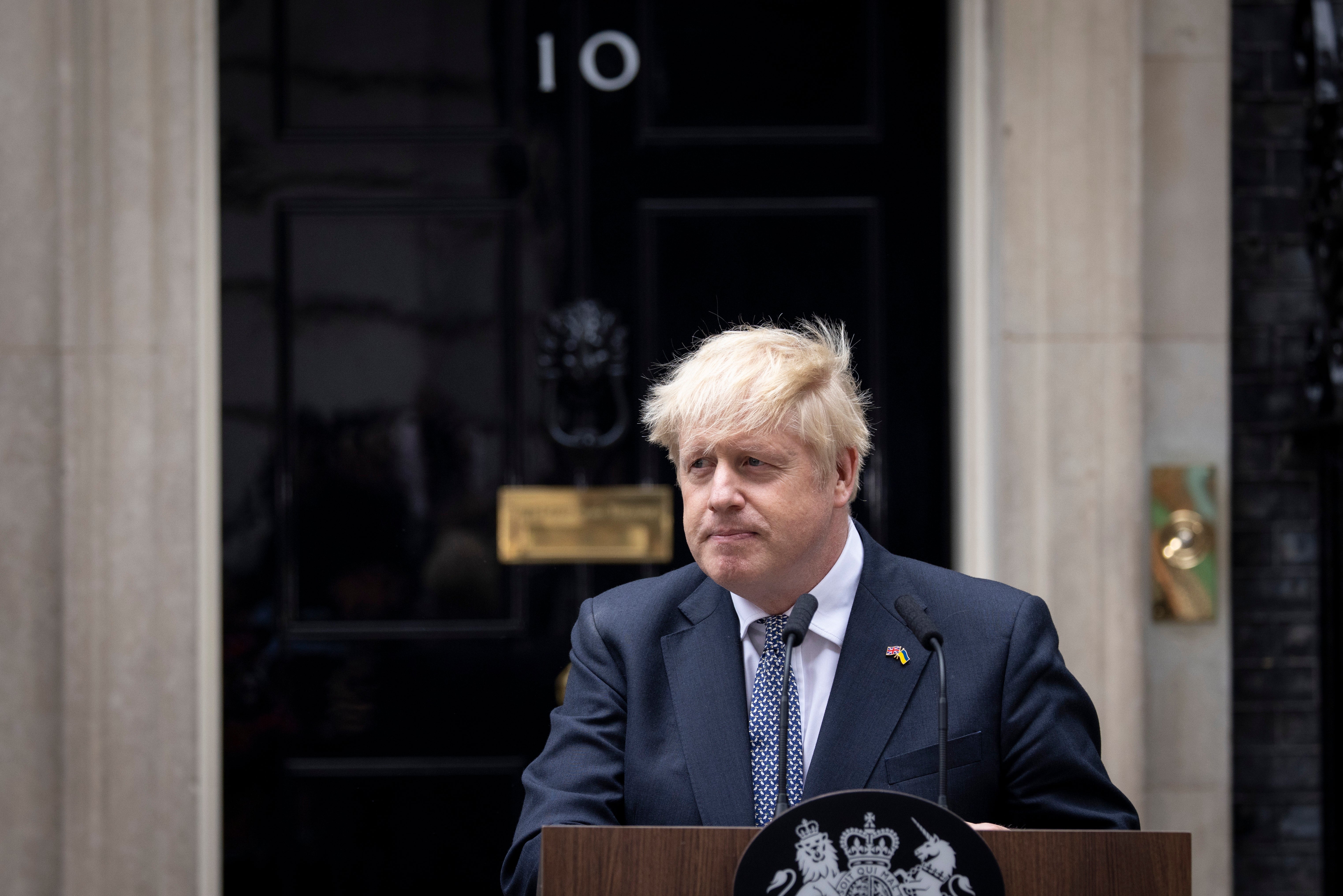 Boris Johnson announcing his resignation outside Downing Street