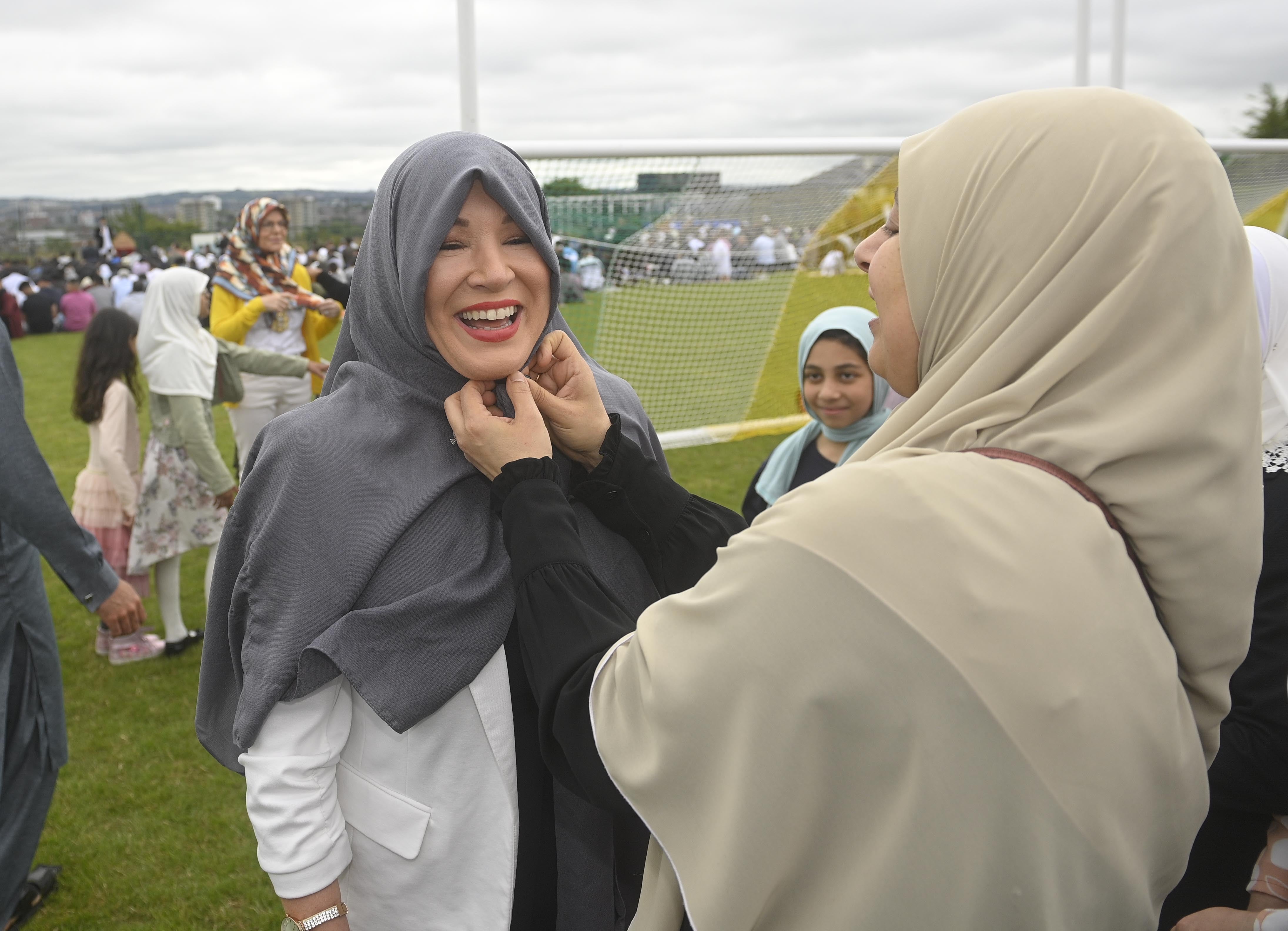 Sinn Fein Vice President Michelle O’Neill during the Eid festival at Davitt Park GAA grounds in Belfast (Mark Marlow/PA)