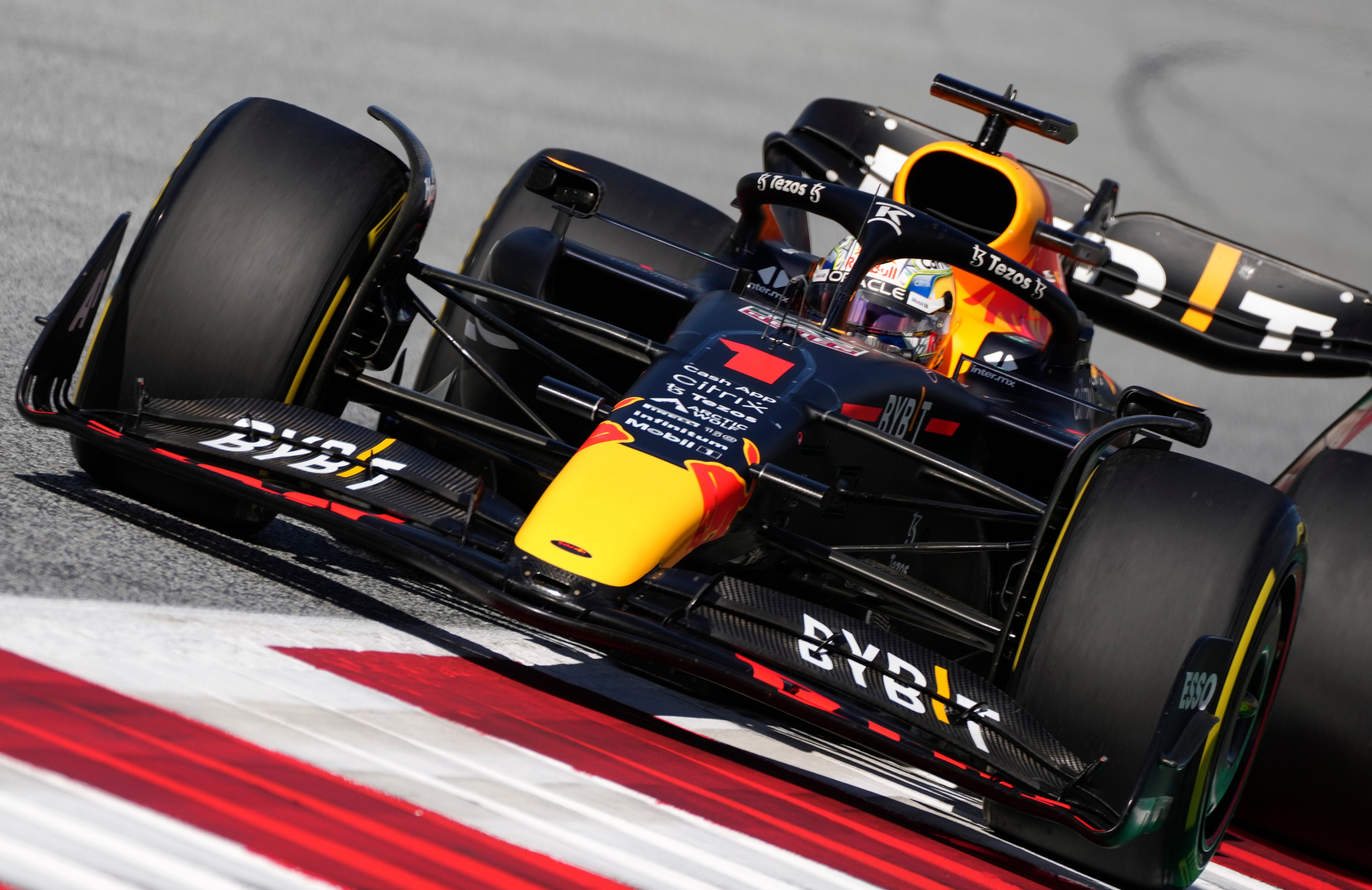 Max Verstappen on his way to sprint race victory in Austria (Matthias Schrader/AP)