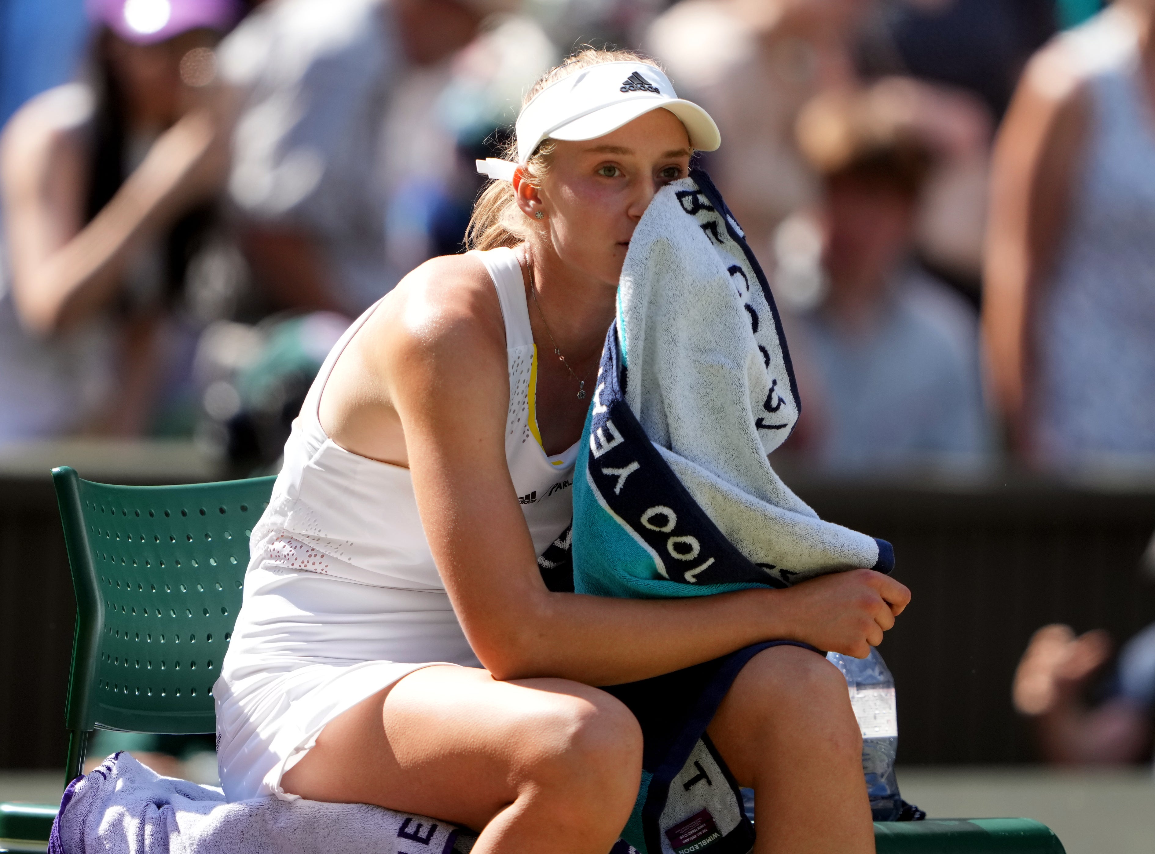 Elena Rybakina takes in her victory (Zac Goodwin/PA)