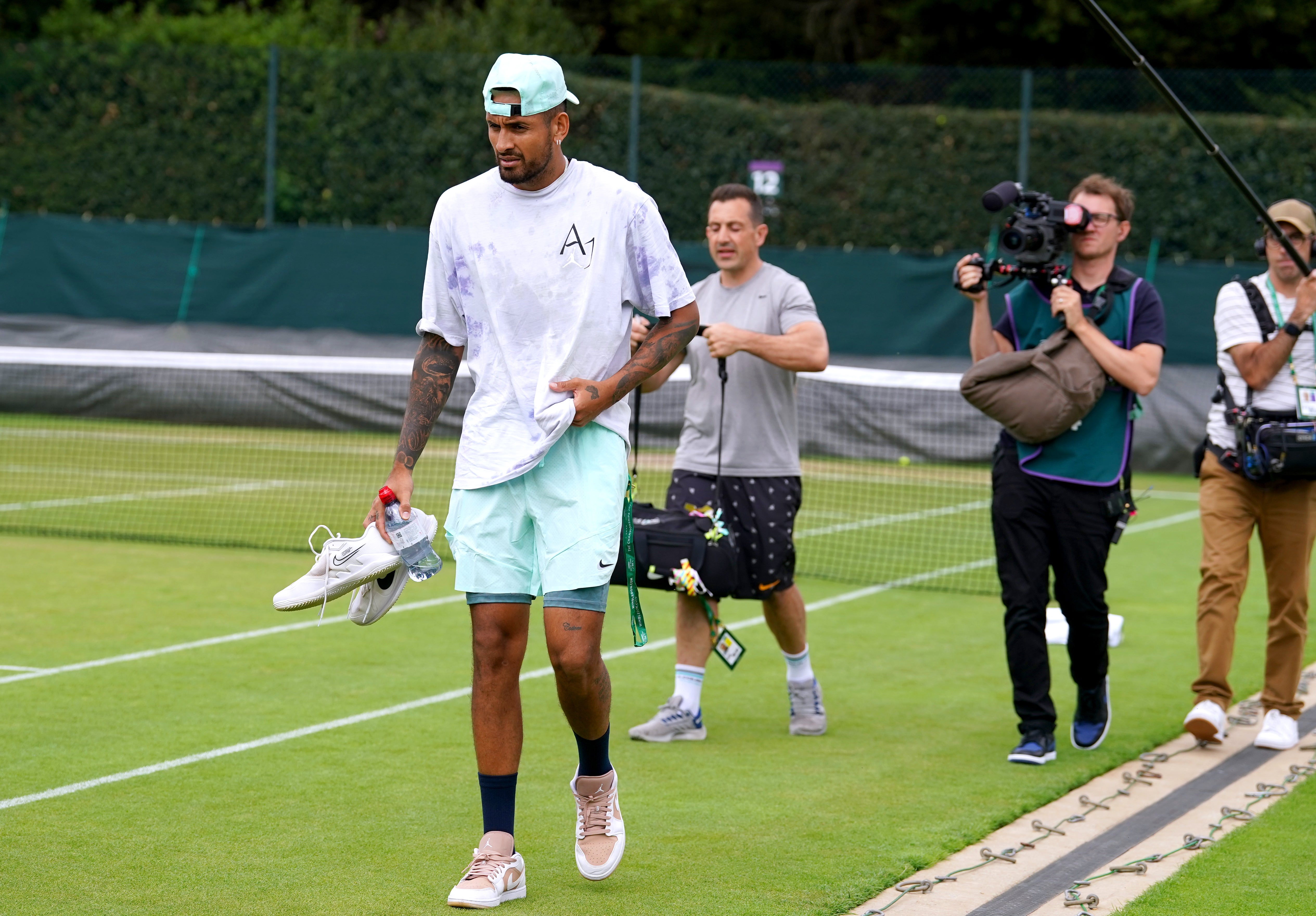 Nick Kyrgios remained quiet after he practised at Wimbledon (Adam Davy/PA)