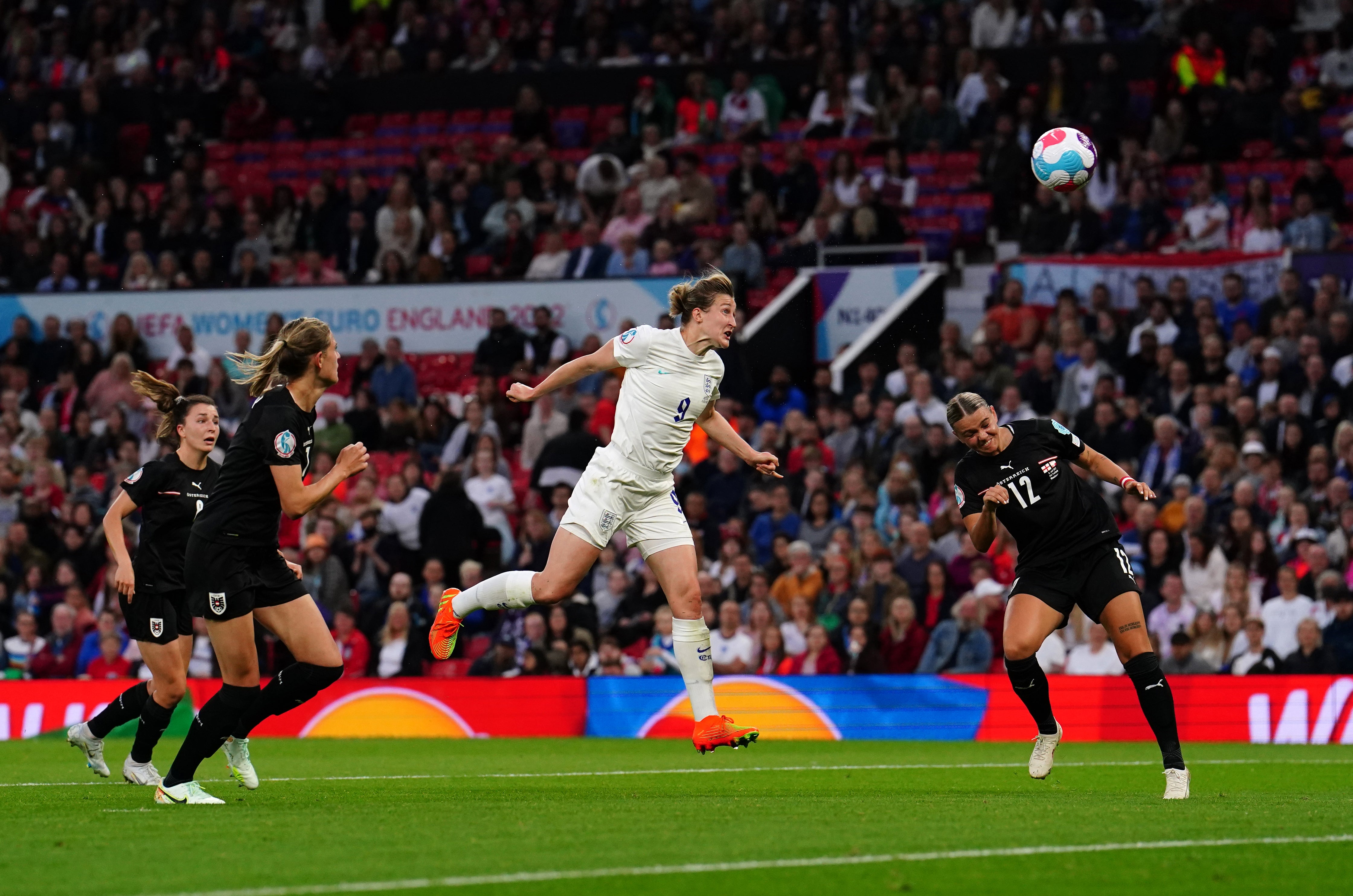 White (centre) in action during Wednesday’s match against Austria (Martin Rickett/PA)