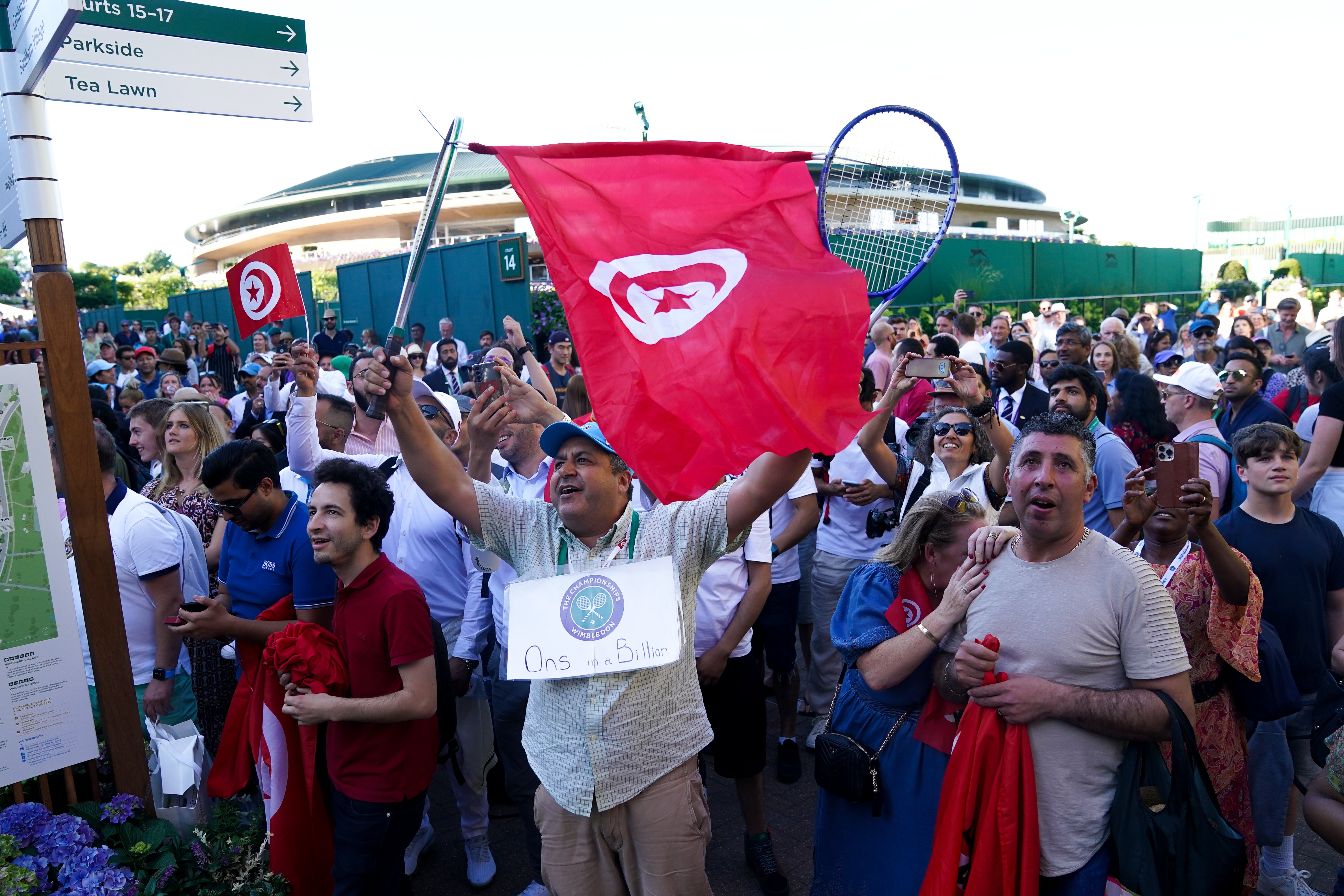 Beaten finalist Ons Jabeur’s supporters show their appreciation (Adam Davy/PA)