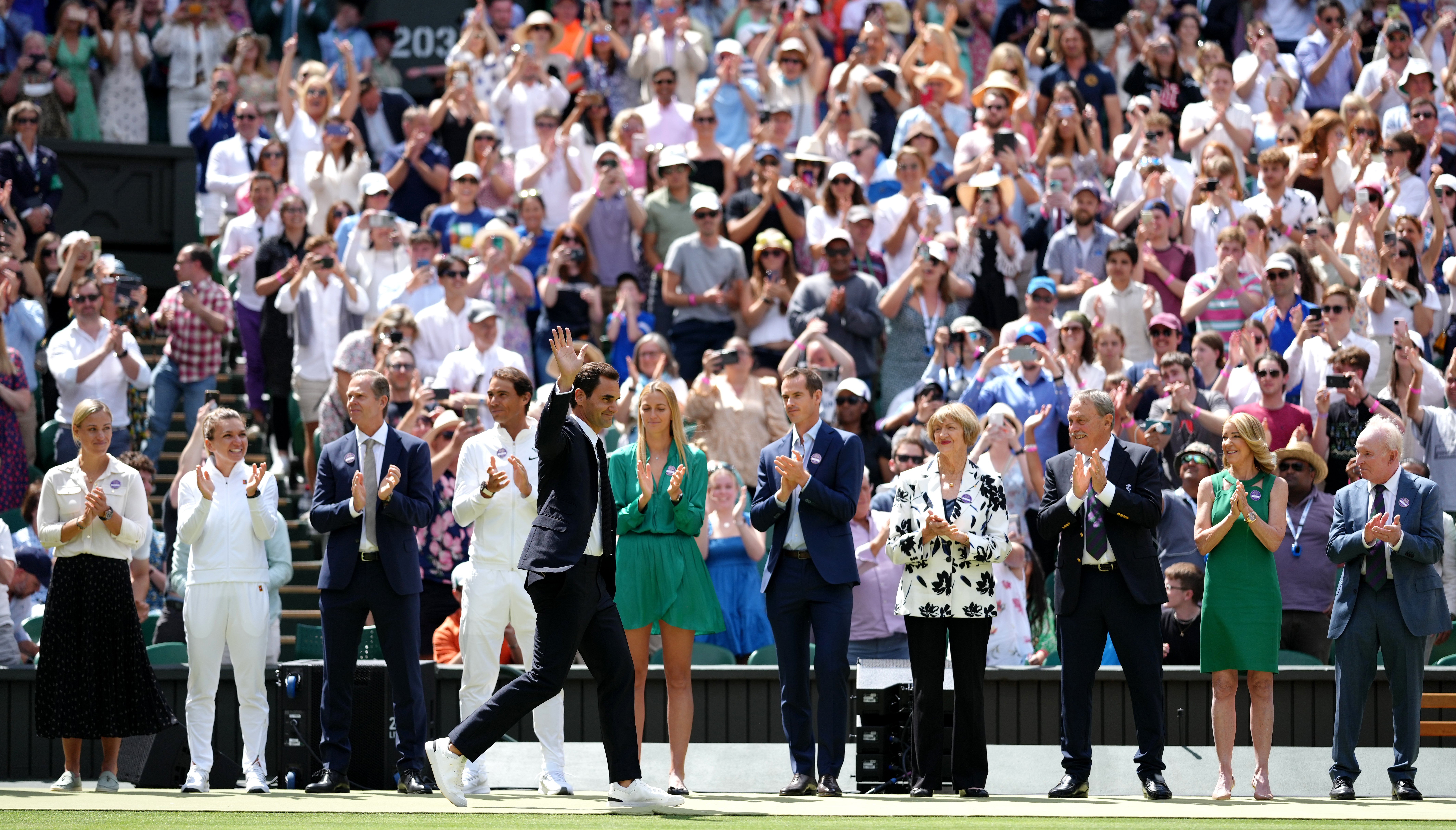 Roger Federer was one of the former champions who showed up to celebrate 100 years of Centre Court (John Walton/PA)