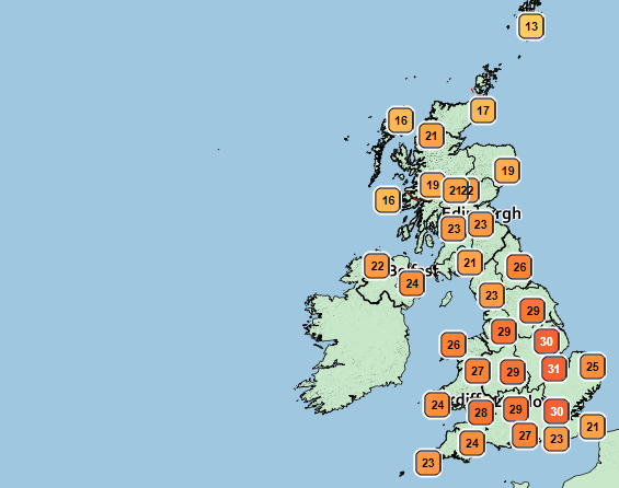 Monday’s forecast shows temperatures soaring