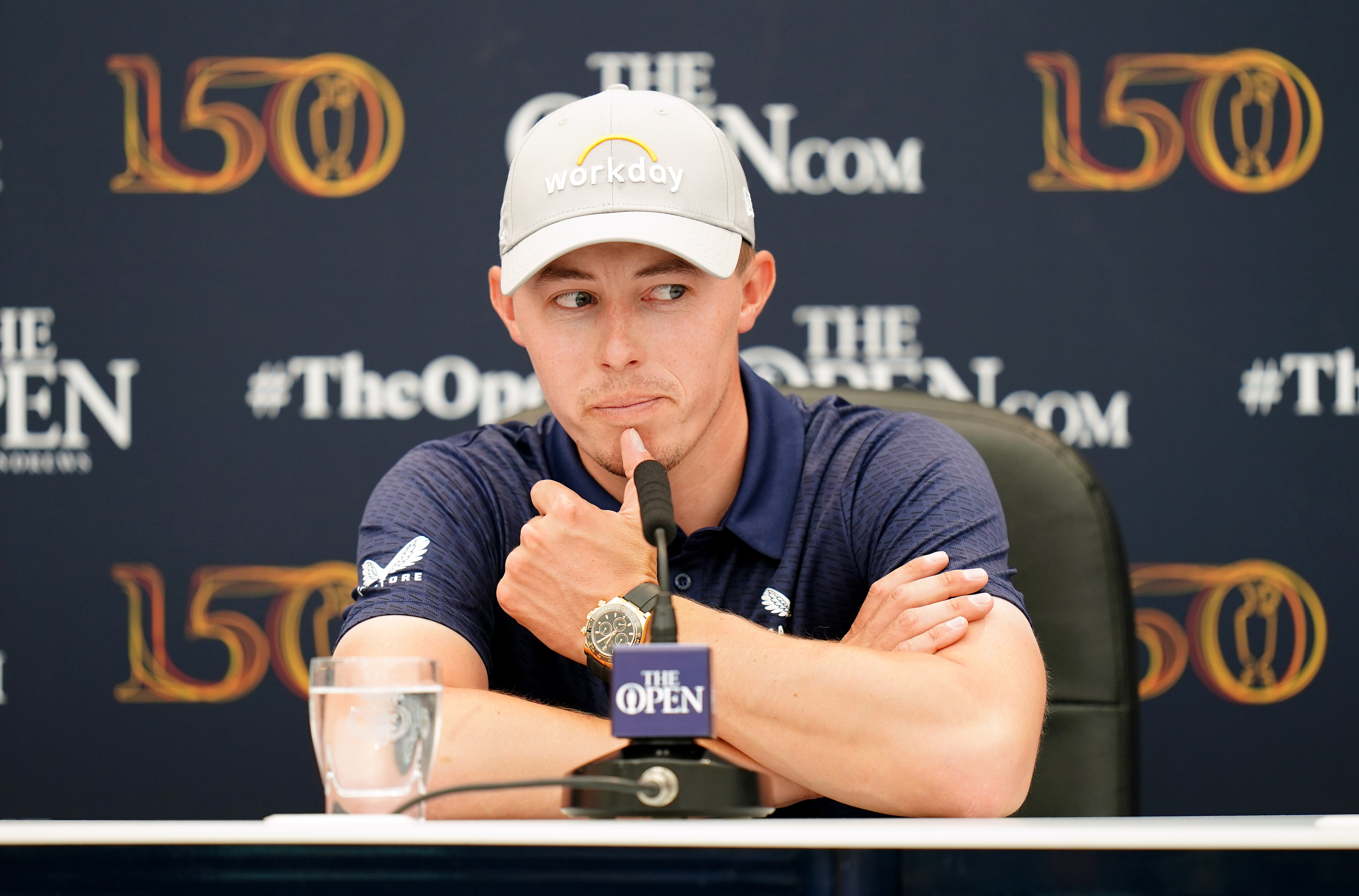 Matt Fitzpatrick during his press conference ahead of the 150th Open Championship at St Andrews (Jane Barlow/PA)