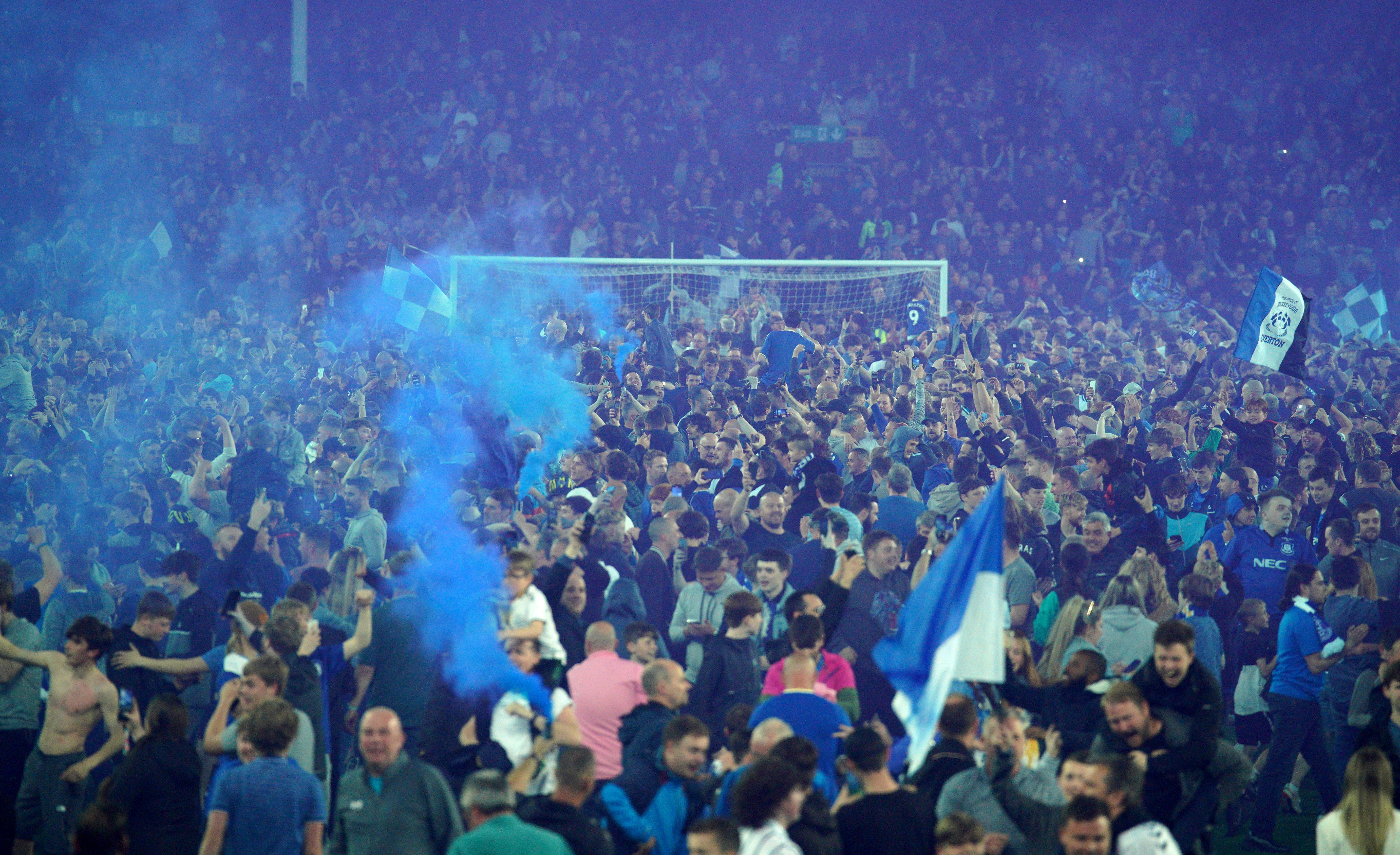 Everton have been charged over the pitch invasions at the end of their match against Crystal Palace in May (Peter Byrne/PA)